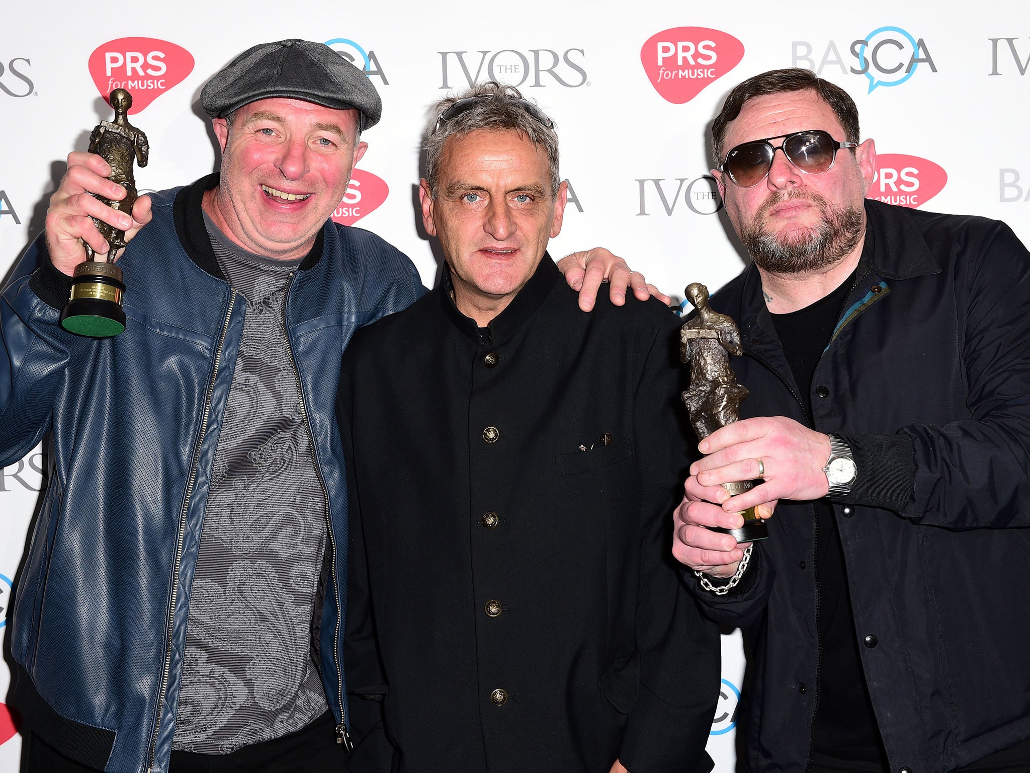 Paul Ryder, centre, in 2016 with erstwhile bandmates Mark Day (left) and brother Shaun