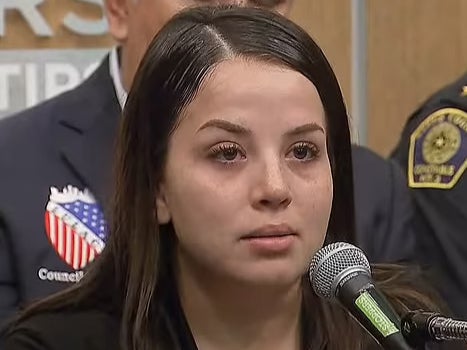 Gwen Alvarez speaks after a jury declined to charge the man who accidentally shot and killed her daughter