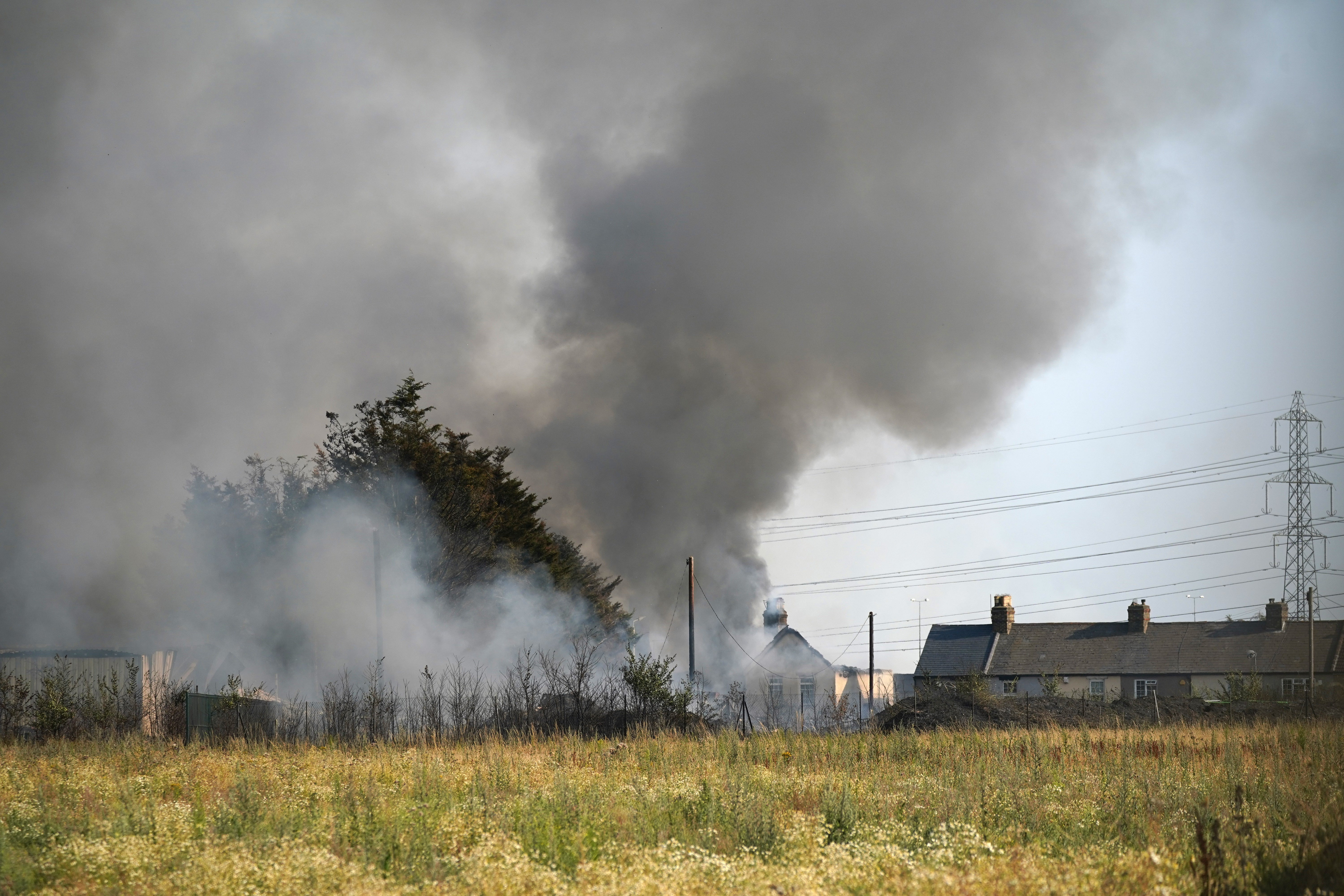 A blaze struck Wennington, east London, during the record temperatures.