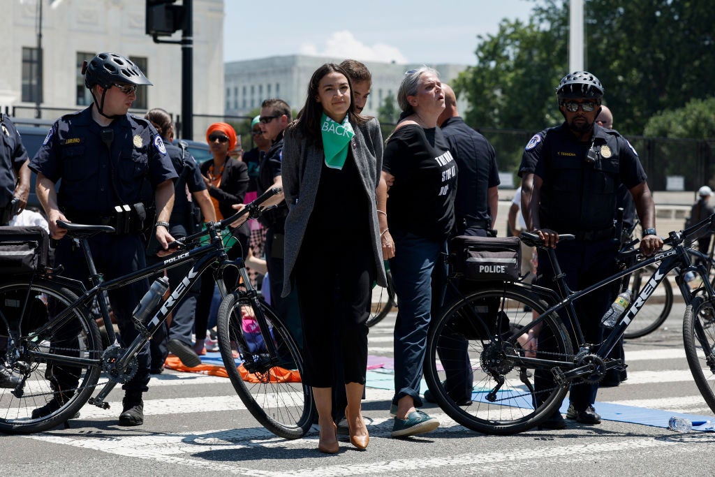 Alexandria Ocasio-Cortez outside of the Supreme Court