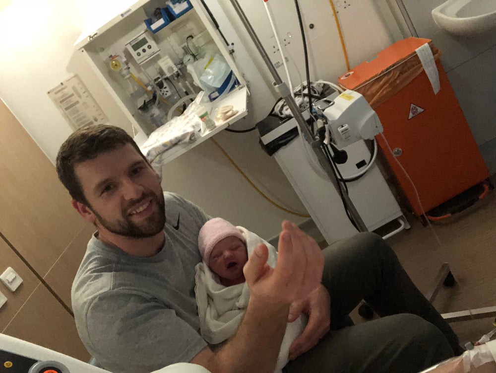 Alan with Sienna when she was born (Collect/PA Real Life)