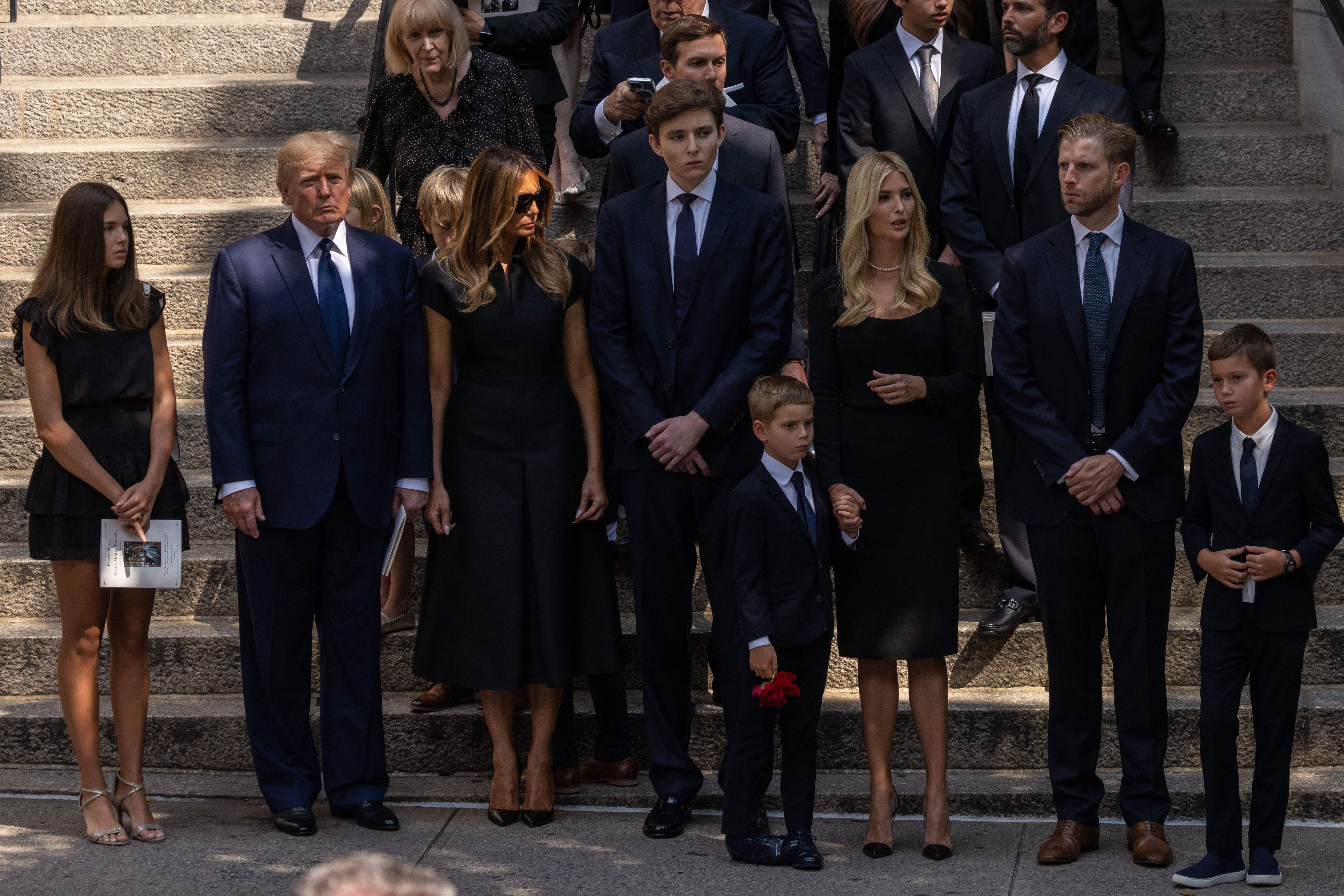 Donald Trump attended the funeral with his current wife, Lady Melania Trump and his children, Ivanka, Eric and Donald Trump Junior