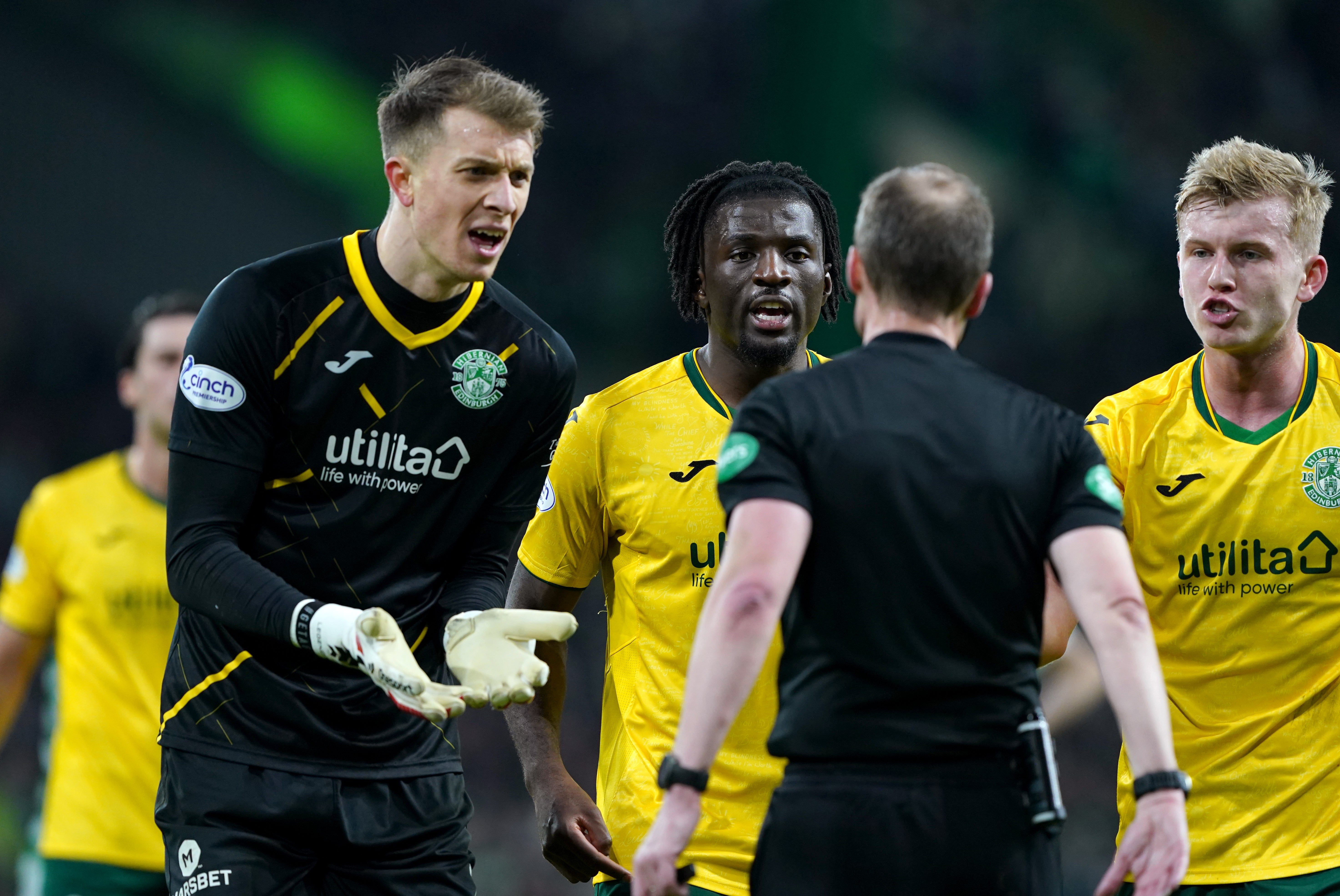 Rocky Bushiri (centre) played despite a one-match ban (Andrew Milligan/PA)