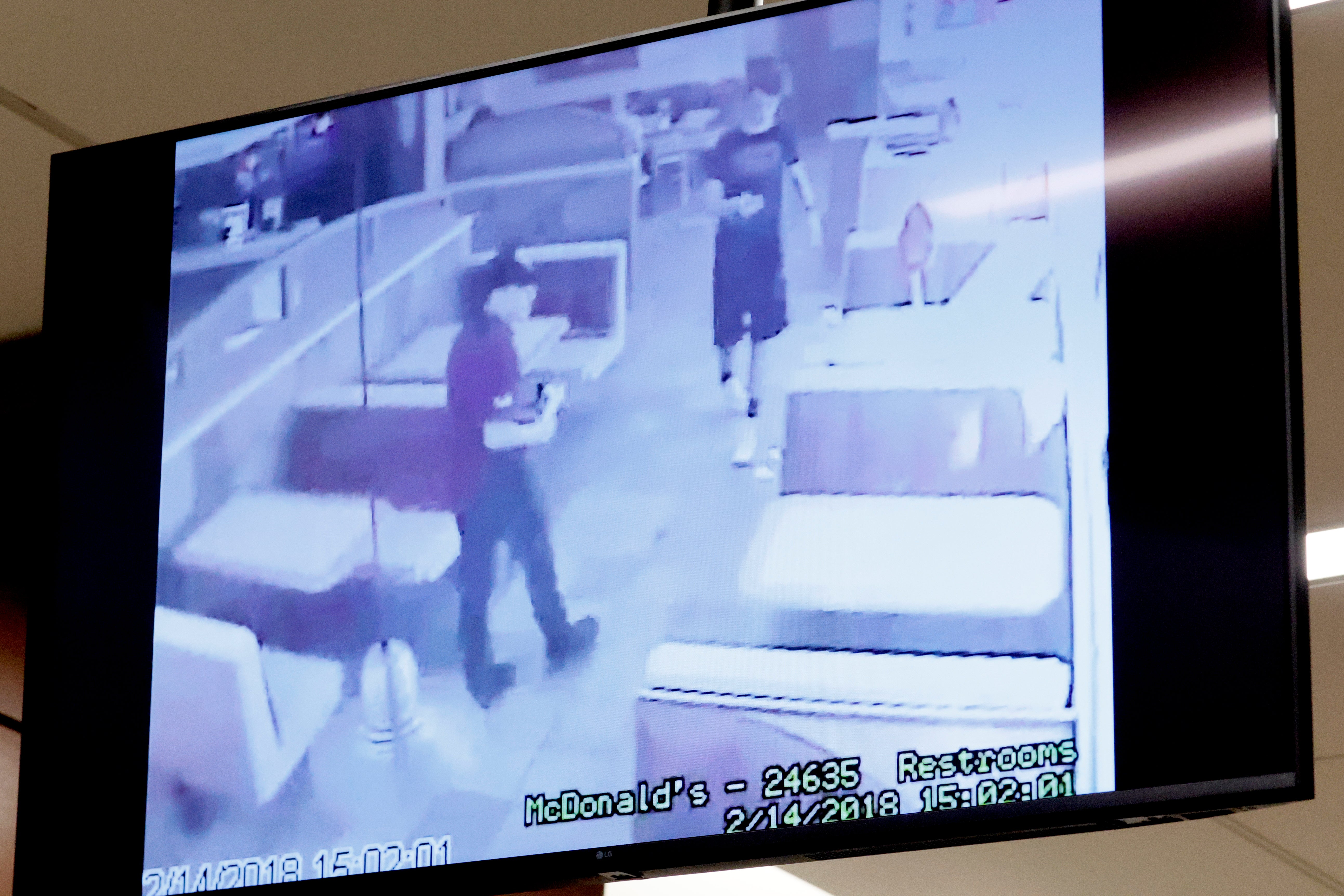 Surveillance video shown in court of Nikolas Cruz in McDonald’s soon after the shooting