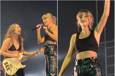 ‘Taylor Swift is the fourth Haim sister’: Fans react as singer matches with band for surprise London concert