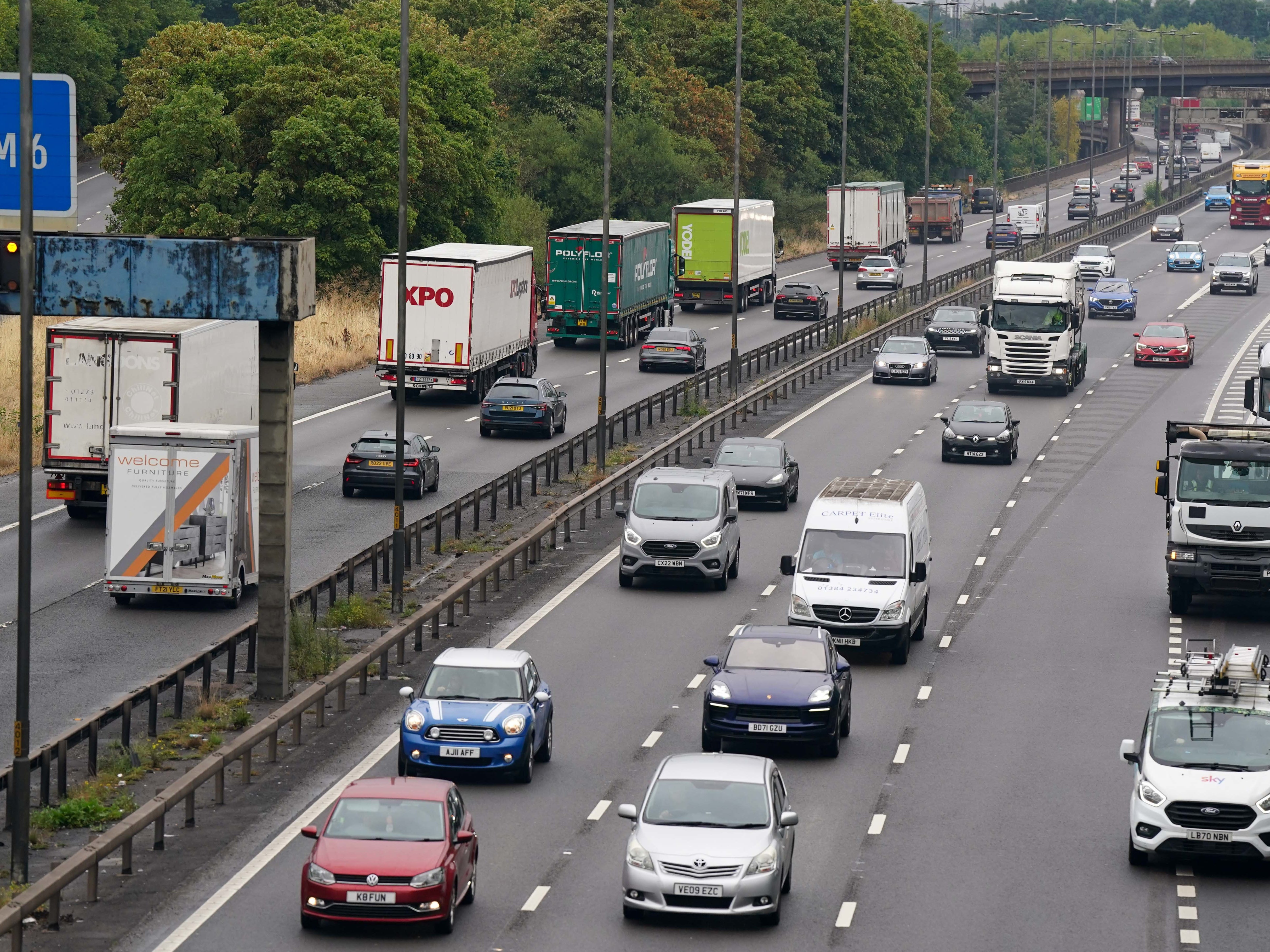 The M5 near Birmingham was busy as families headed off for summer getaways