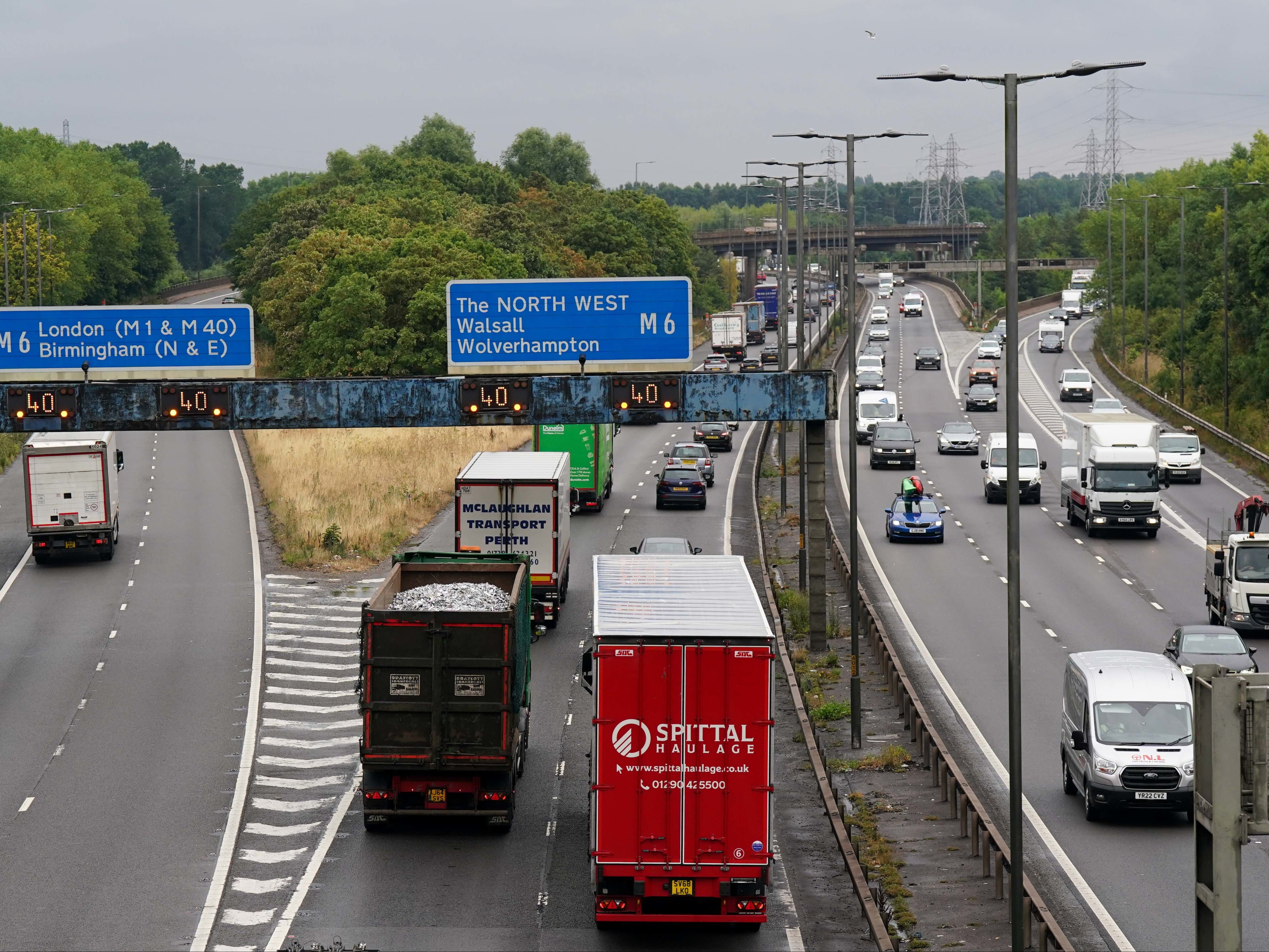 Slow moving traffic was seen on the M5 near Birmingham as families embark on getaways at the start of summer holidays