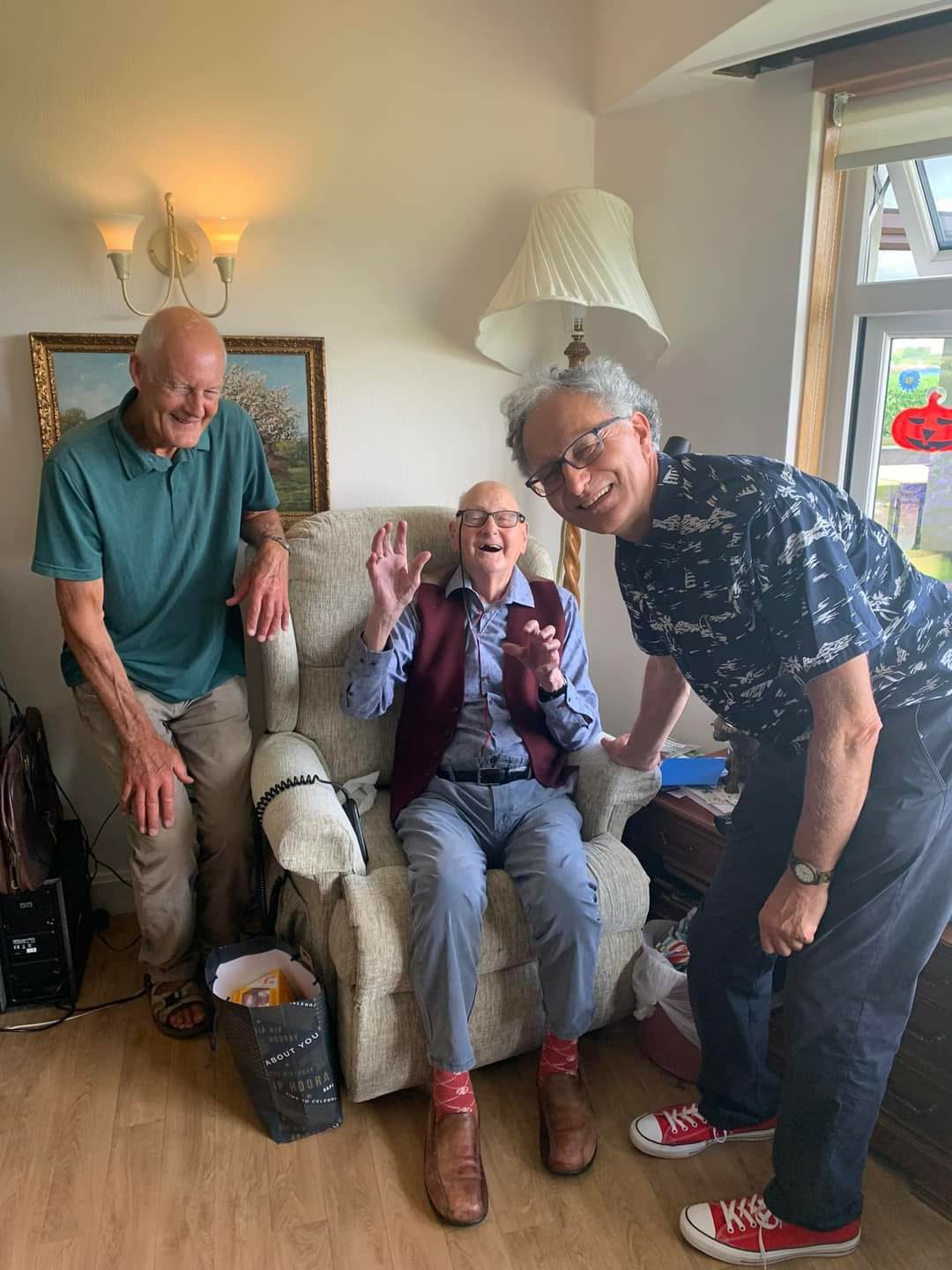 Veteran Harry Gamper with his family as he celebrated his 102nd birthday (Malin Court Care Home/PA)