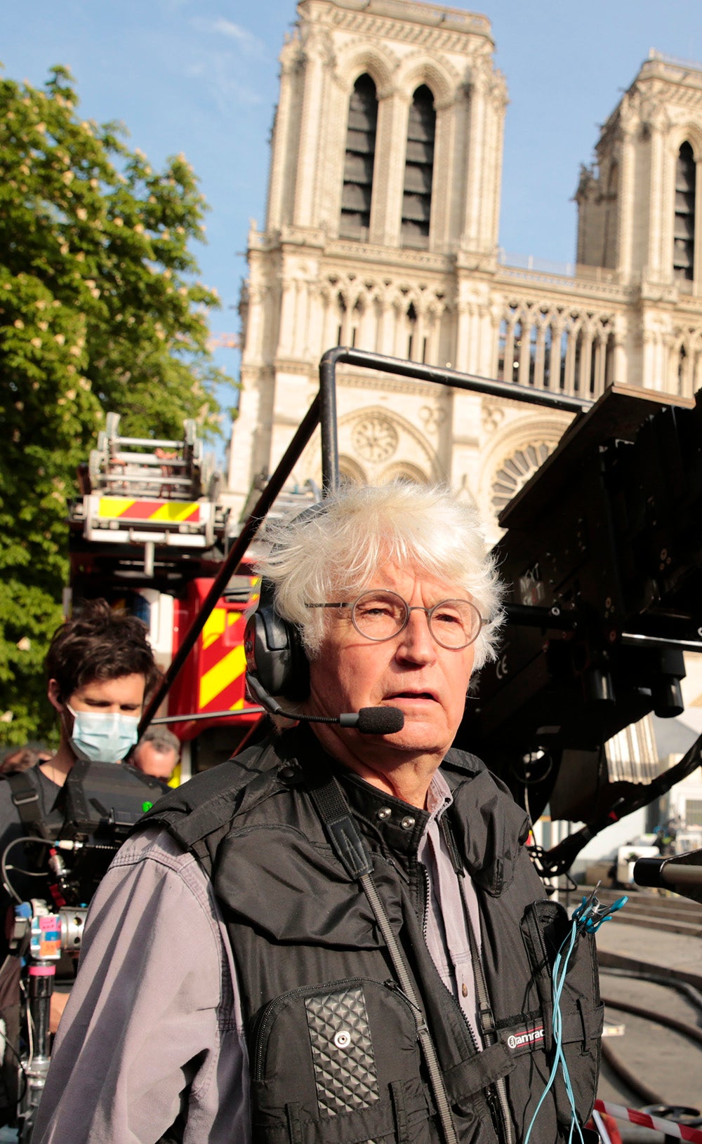 Jean-Jacques Annaud on the set of ‘Notre-Dame on Fire’