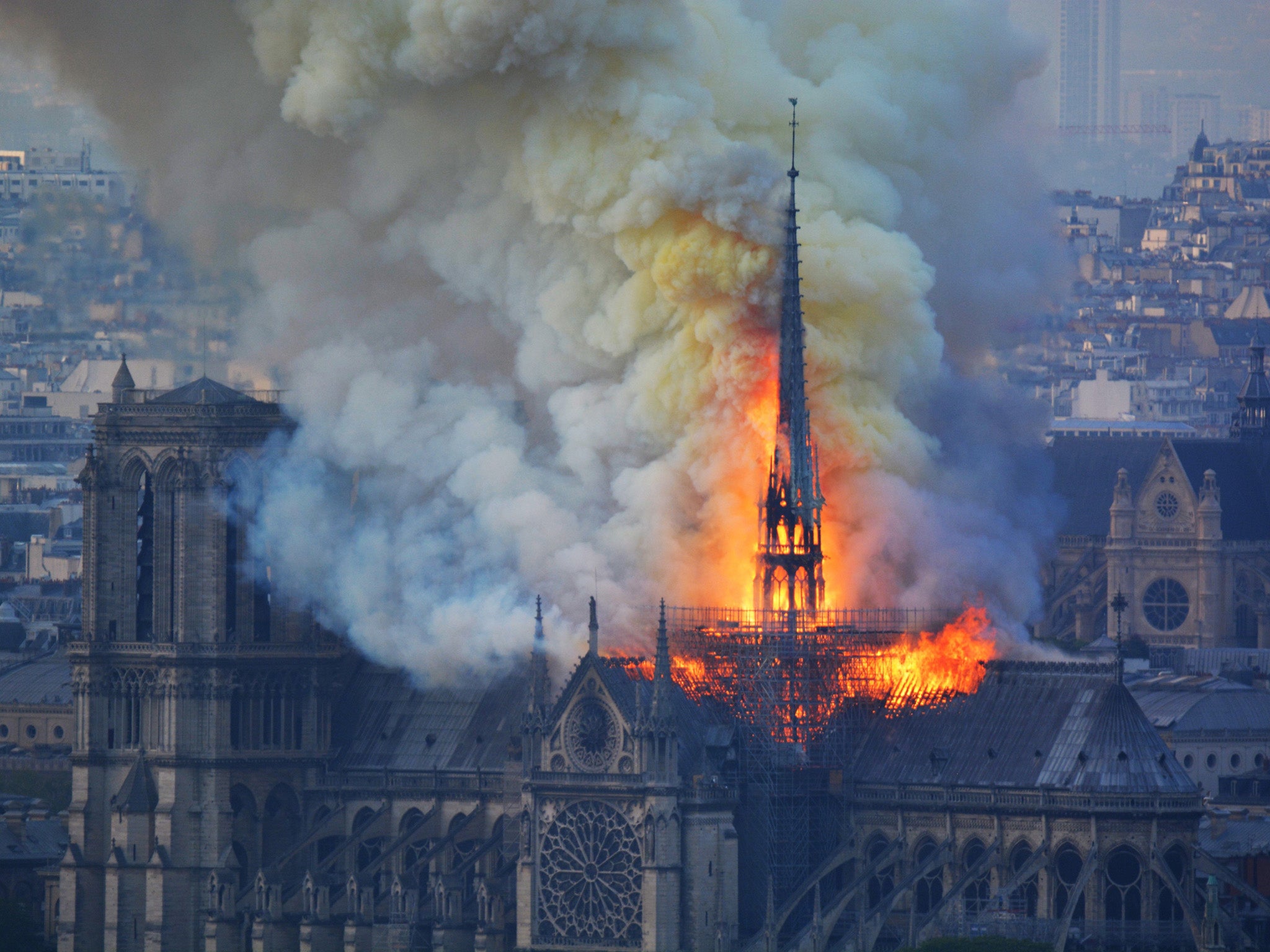 Notre-Dame cathedral engulfed in flames in April 2019