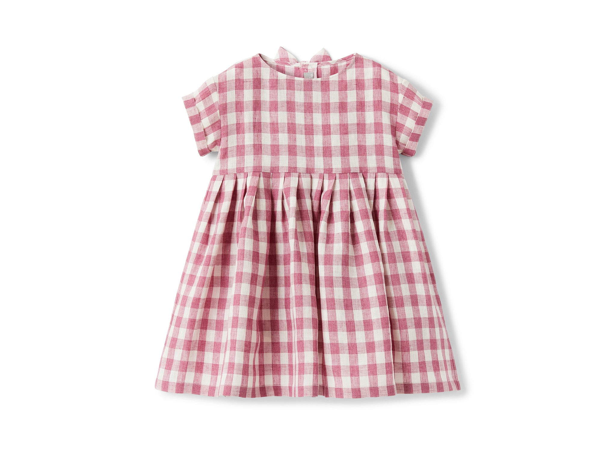 Il Gufo antique pink checked linen dress