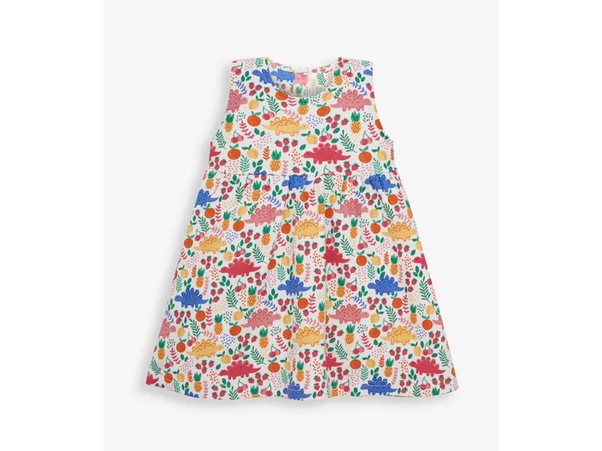 JoJo Maman Bebe girls’ white sweet dinosaur print summer dress