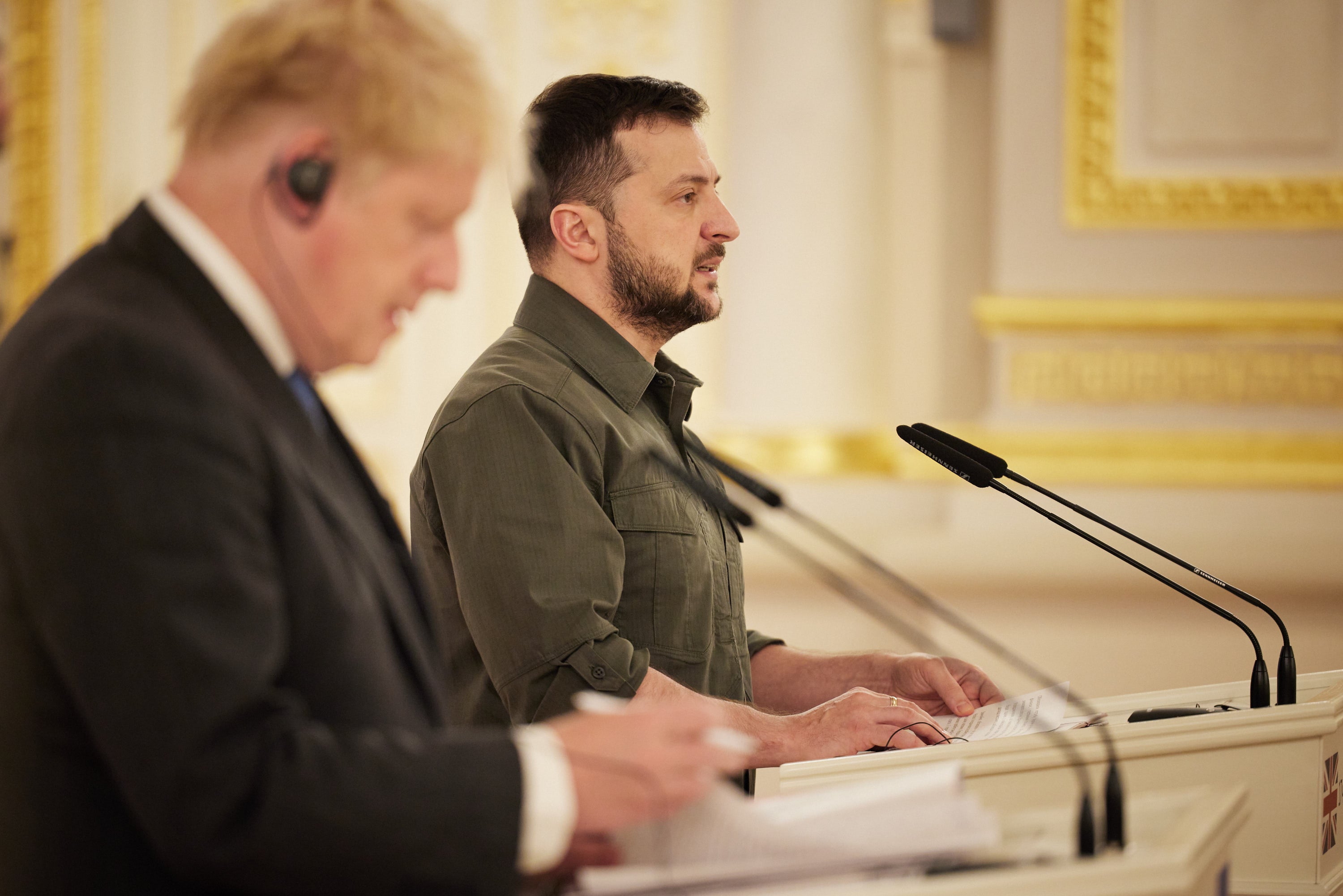 Boris Johnson (left) and Ukrainian President Volodymyr Zelensky (Ukrainian Presidential Press Office of Ukrainian/PA)