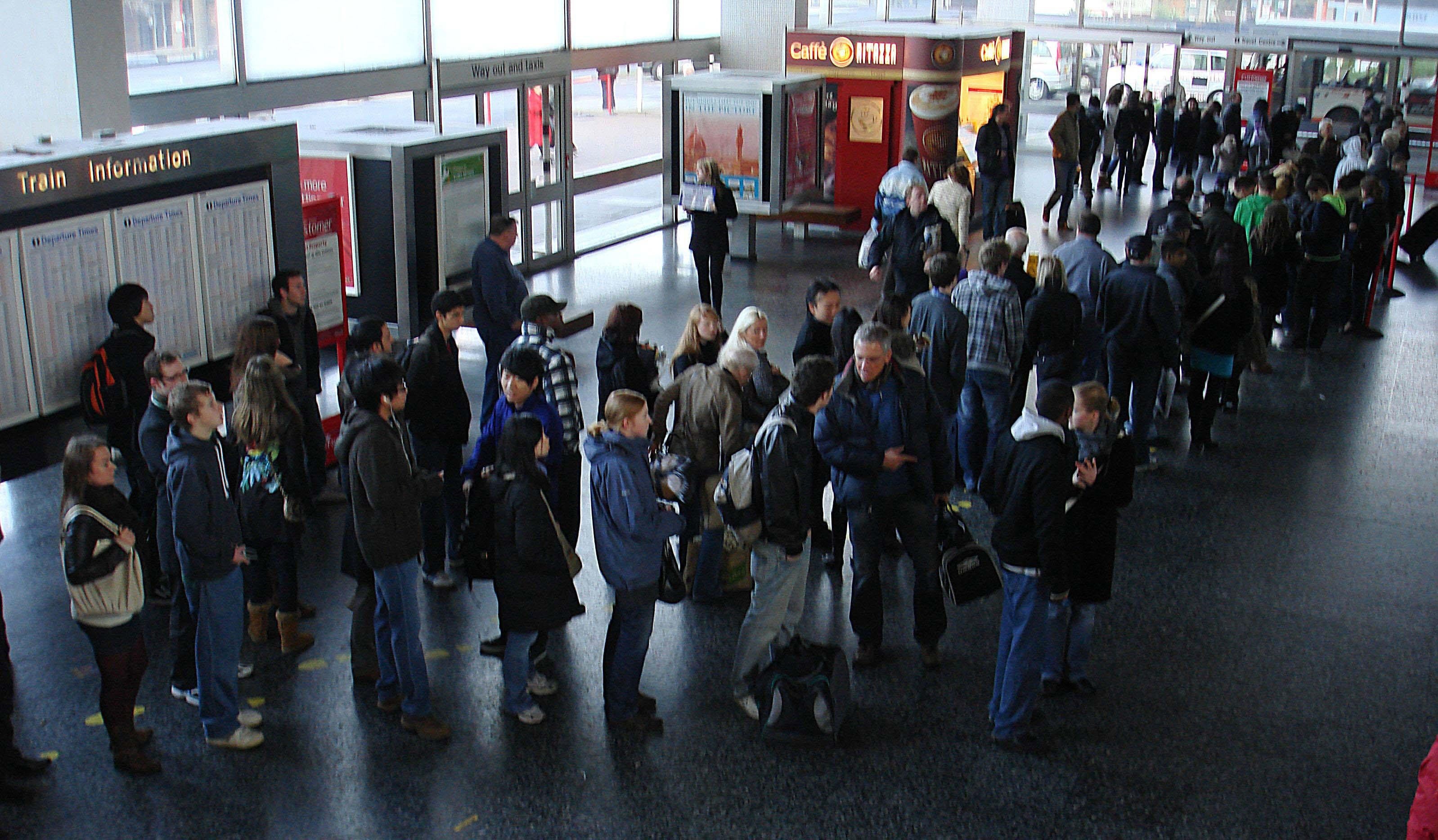 A queue for ticket booths in Coventry Station (TSSA/PA)