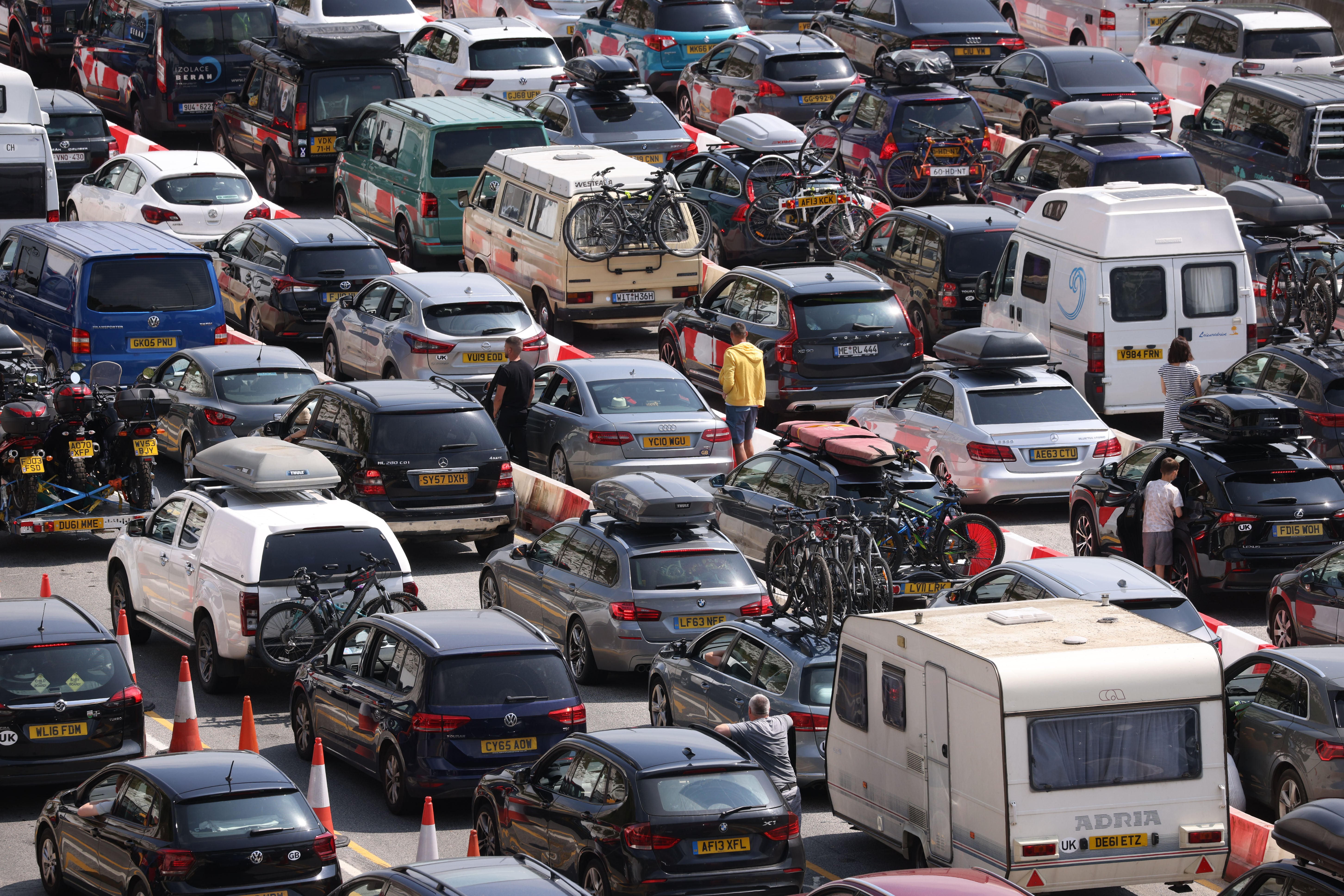 Vehicles queing at Dover at Easter