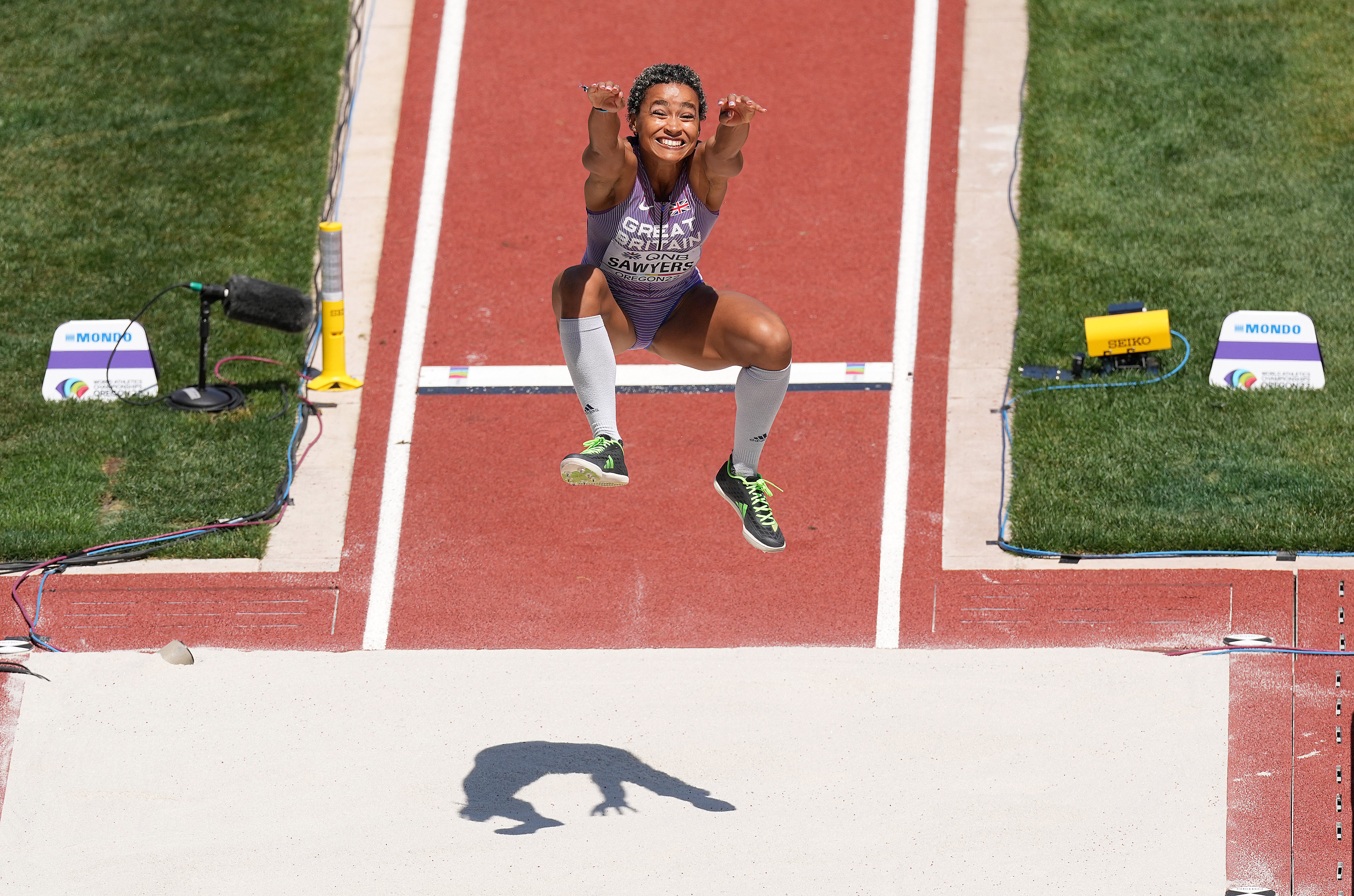 Great Britain’s Jazmin Sawyers reached the long jump final with Lorraine Ugen.