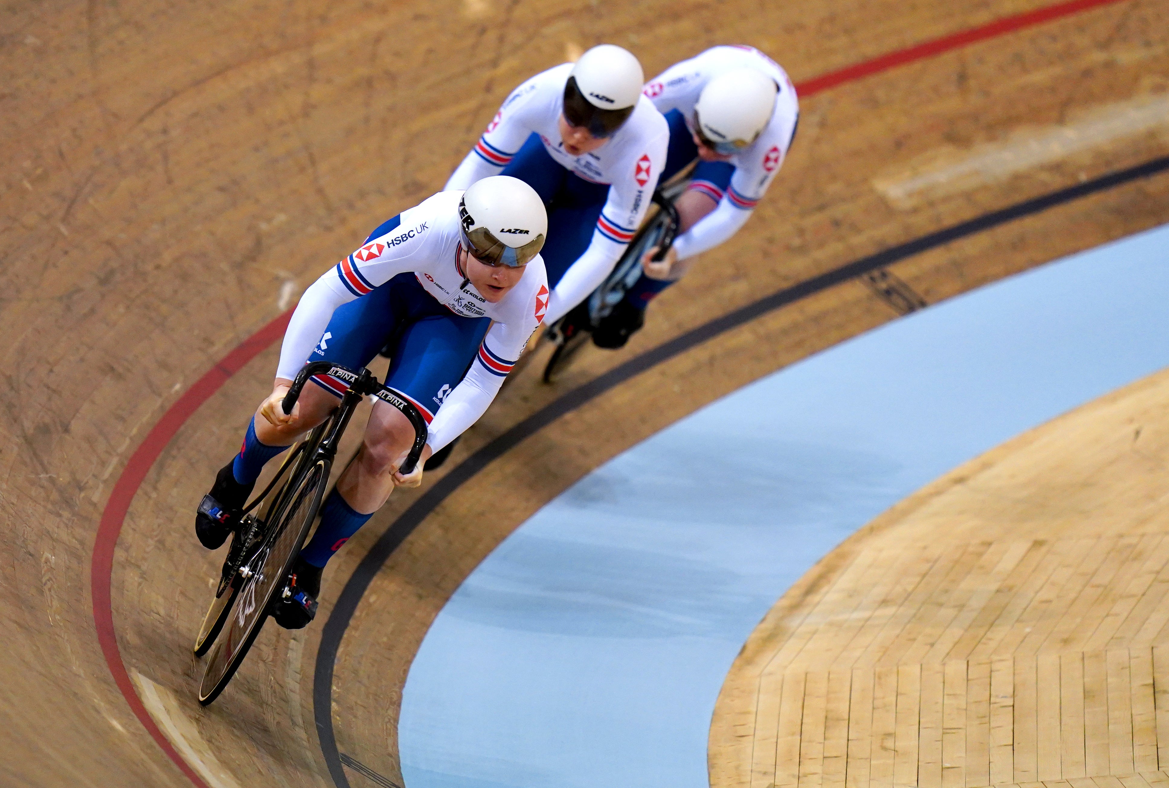 Sophie Capewell, Milly Tanner and Blaine Ridge-Davis will swap their Great Britain jerseys for Team England at the Commonwealth Games (Jane Barlow/PA)