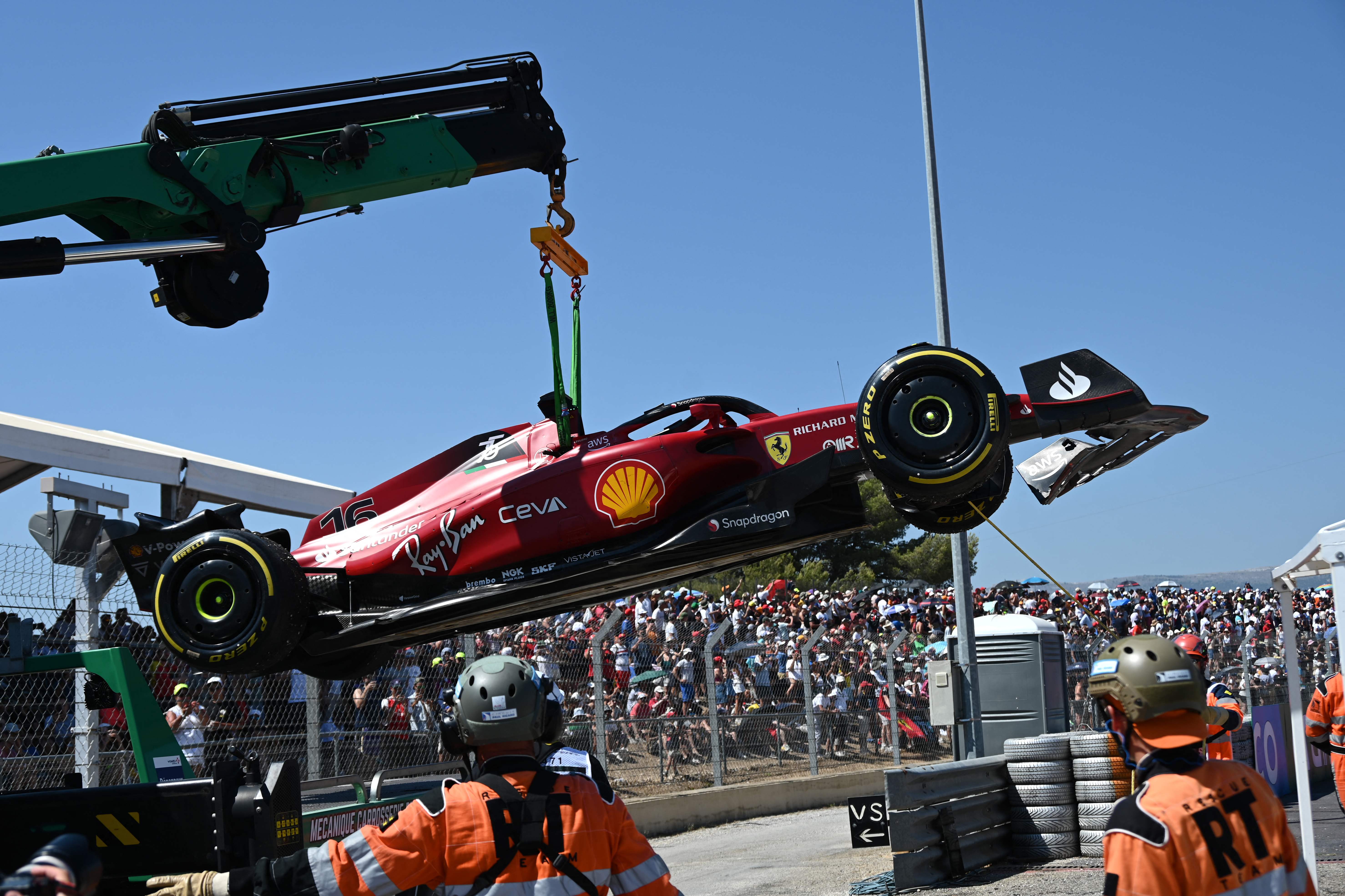 Leclerc lost control on lap 18 and exited the race