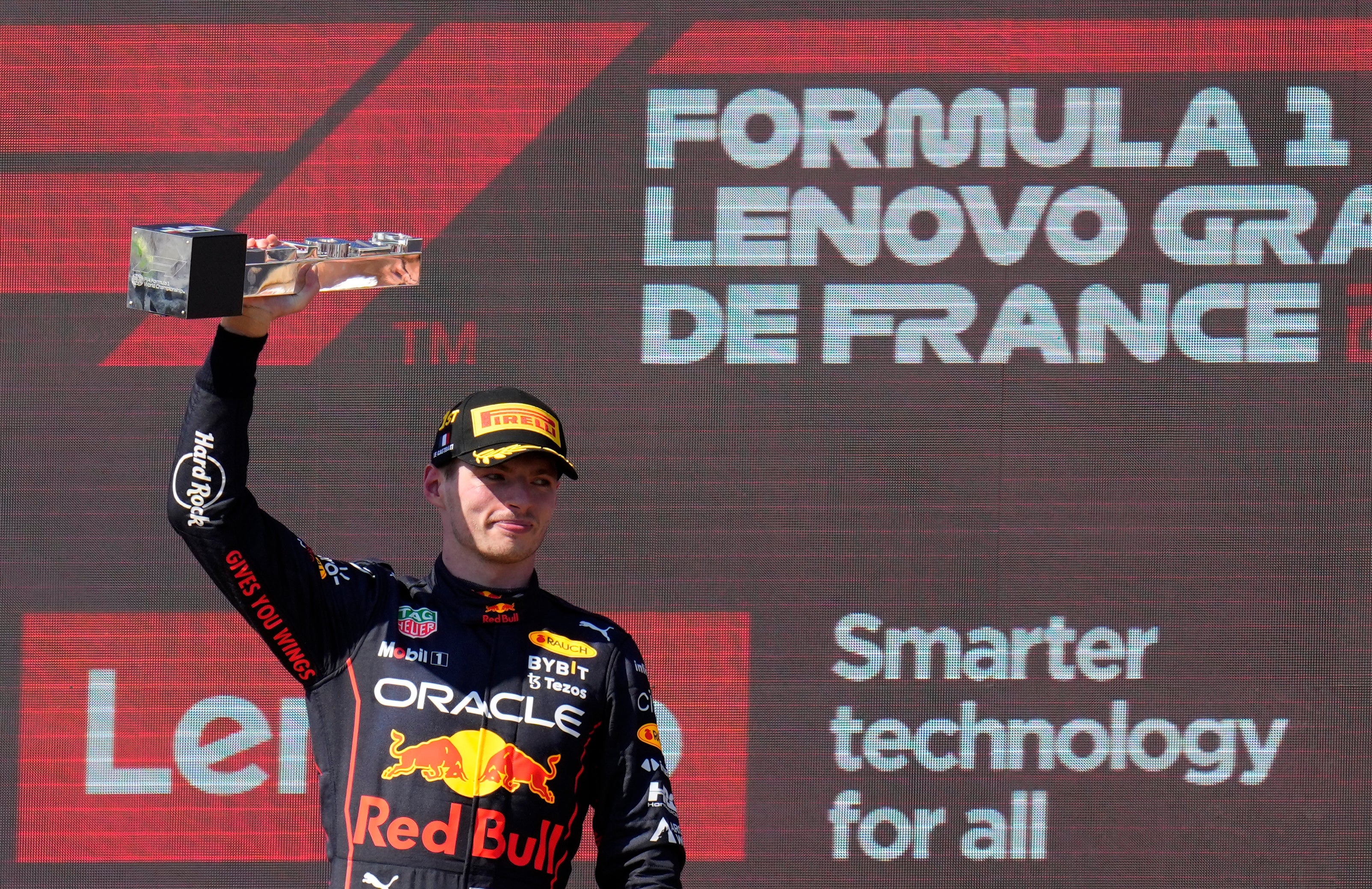 Max Verstappen won for a seventh time this season at Sunday’s French Grand Prix (Manu Fernandez/AP)