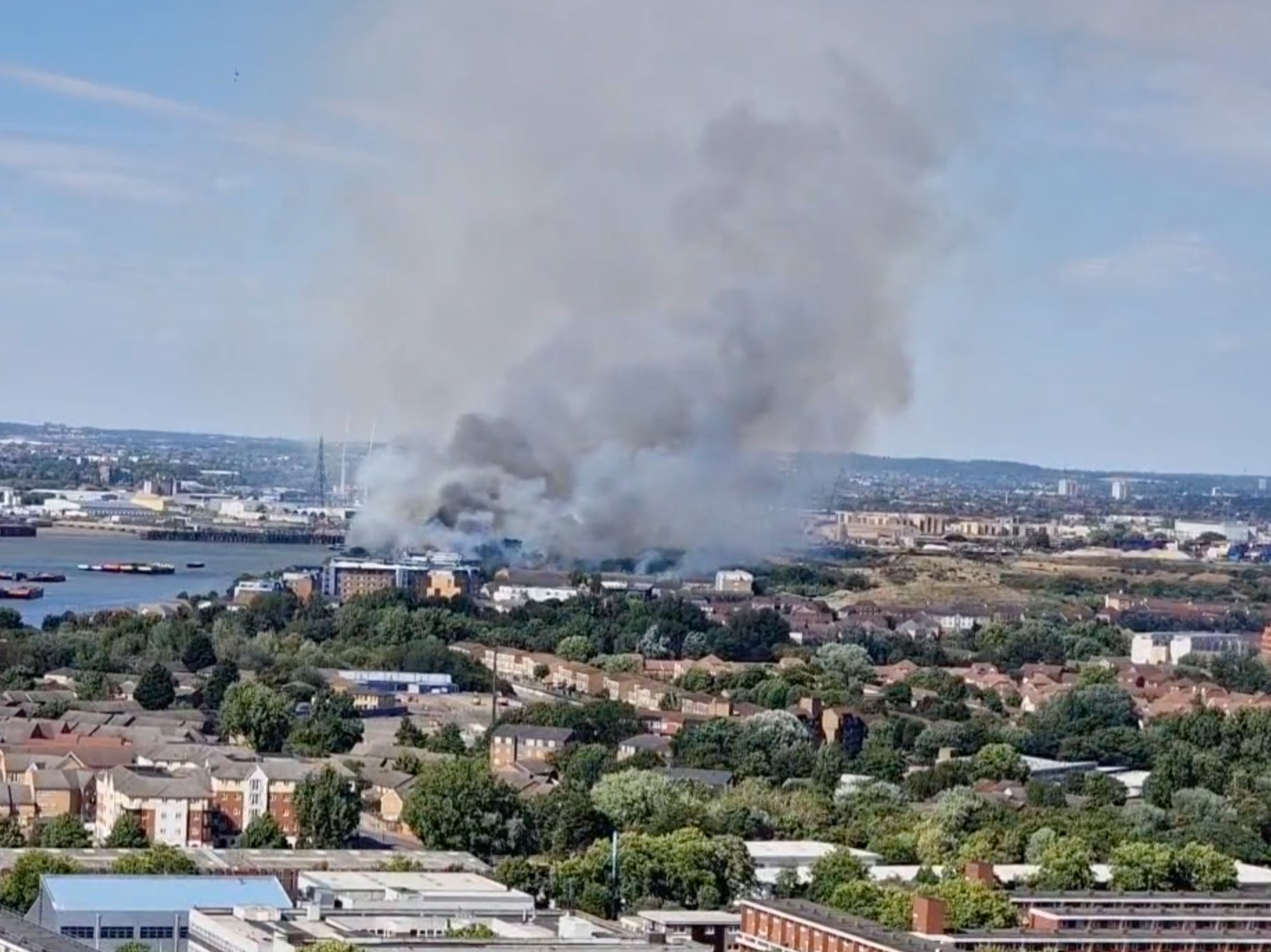 Firefighters tackle grass fire in Thamesmead as blazes break out across London