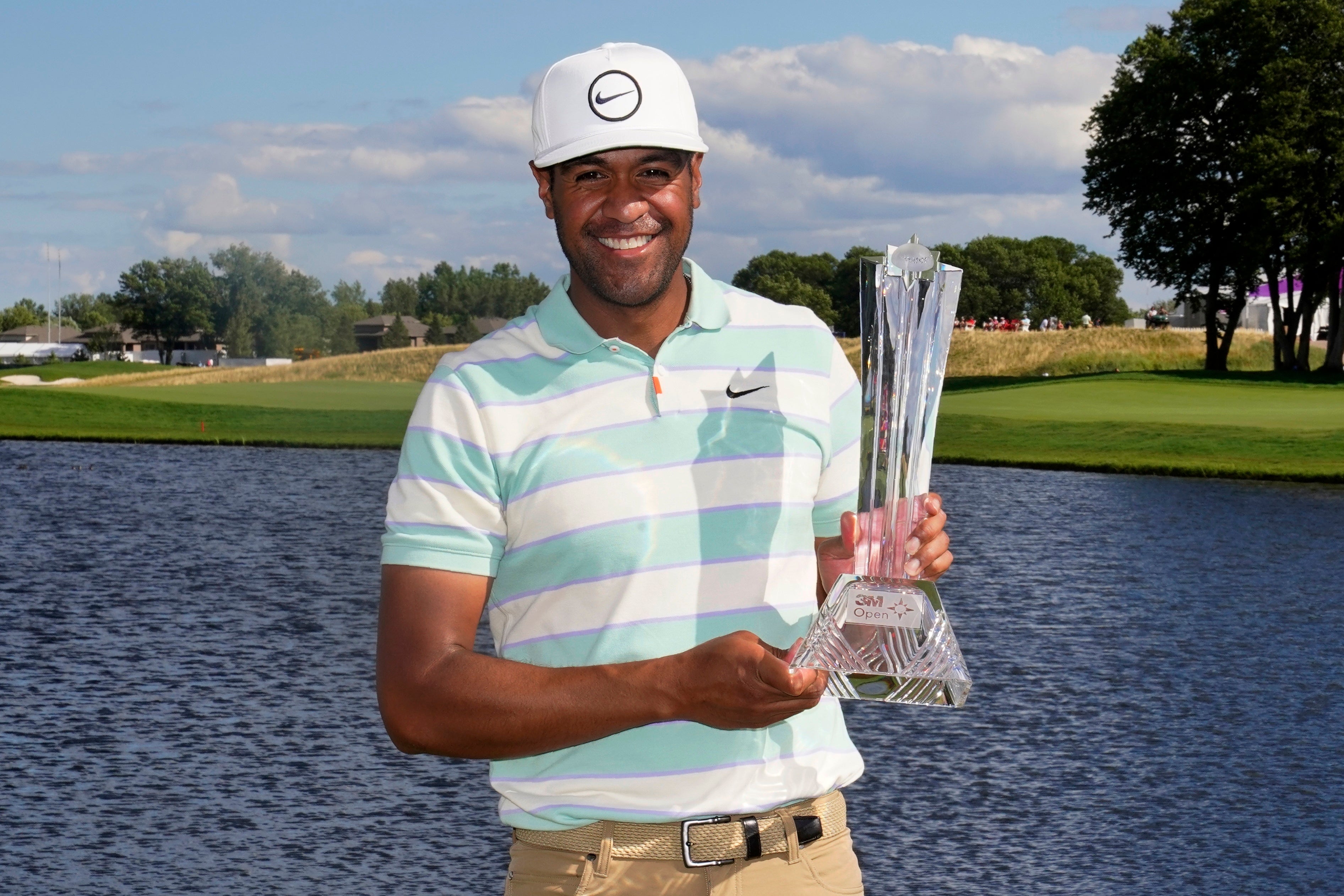 Tony Finau came from five behind back to win the 3M Open and set the tournament record for the largest final-round comeback in Minneapolis (Abbie Parr/AP)