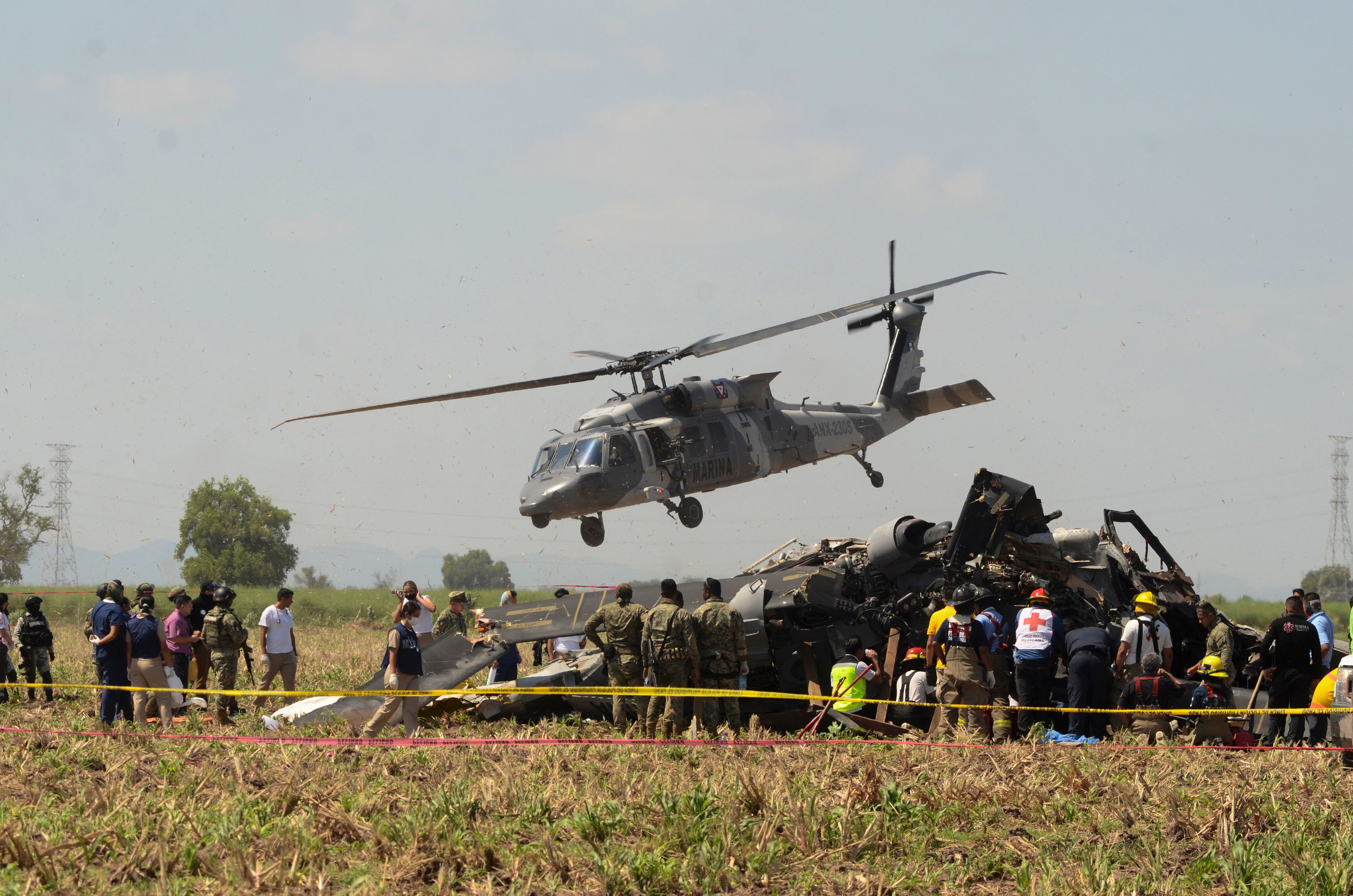 One of the helicopters carrying Mexican marines involved in the raid had crashed in Sinaloa