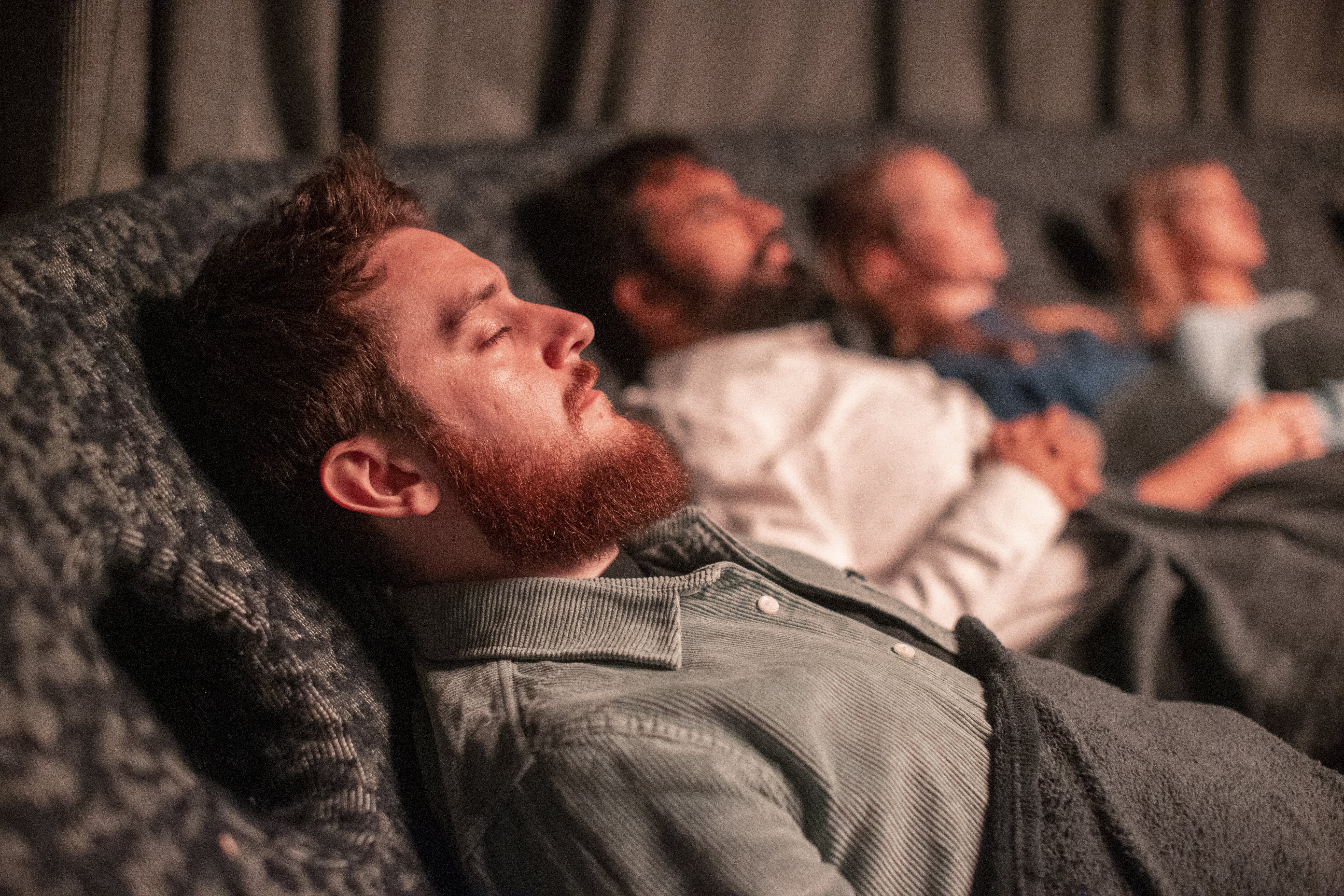 Dreamachine participants during an immersive experience with light and sound (Liam McBurney/PA)