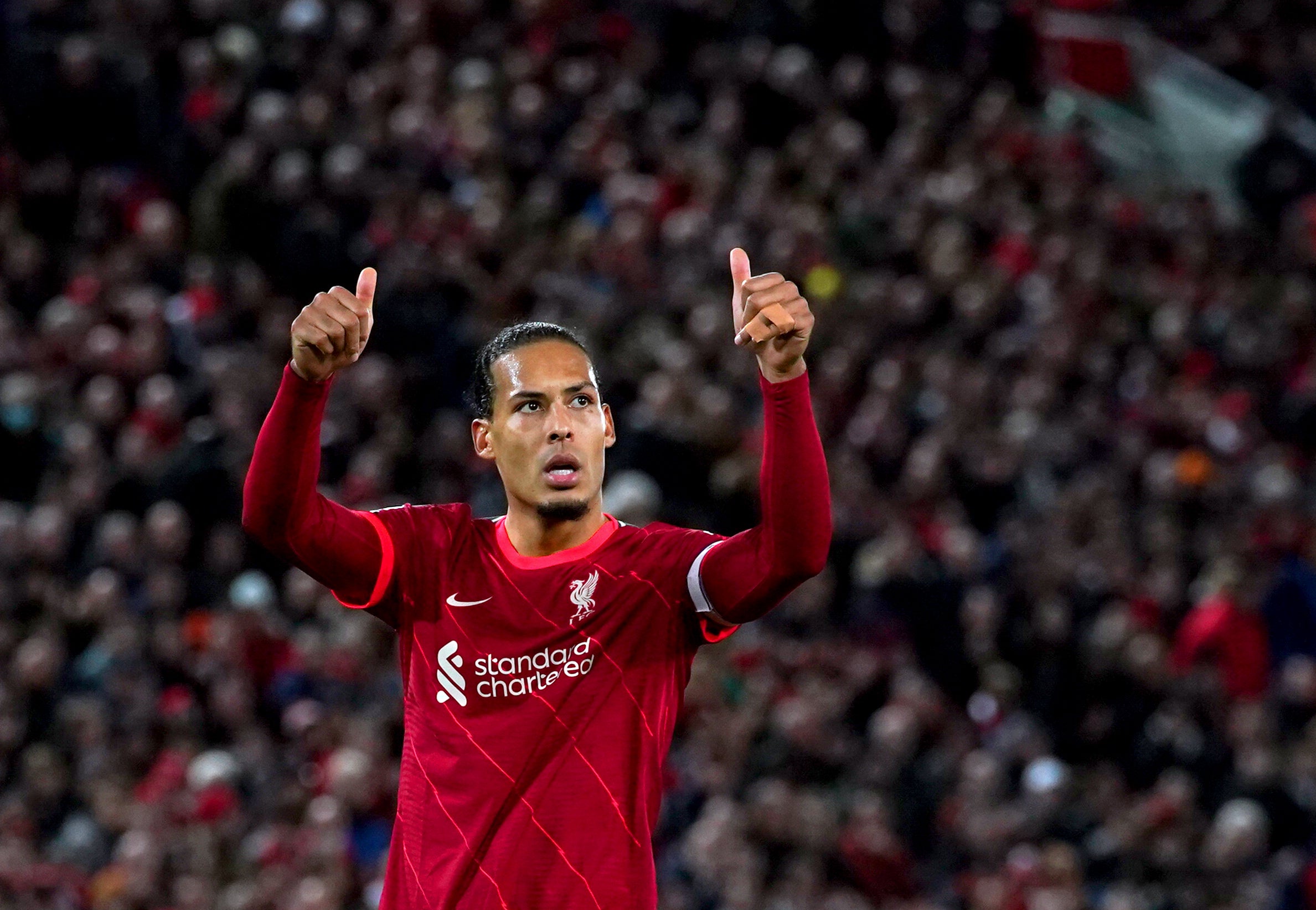 Virgil Van Dijk started 51 of Liverpool’s 63 games in 2021-22 and was named in the team of the season (Peter Byrne/PA)