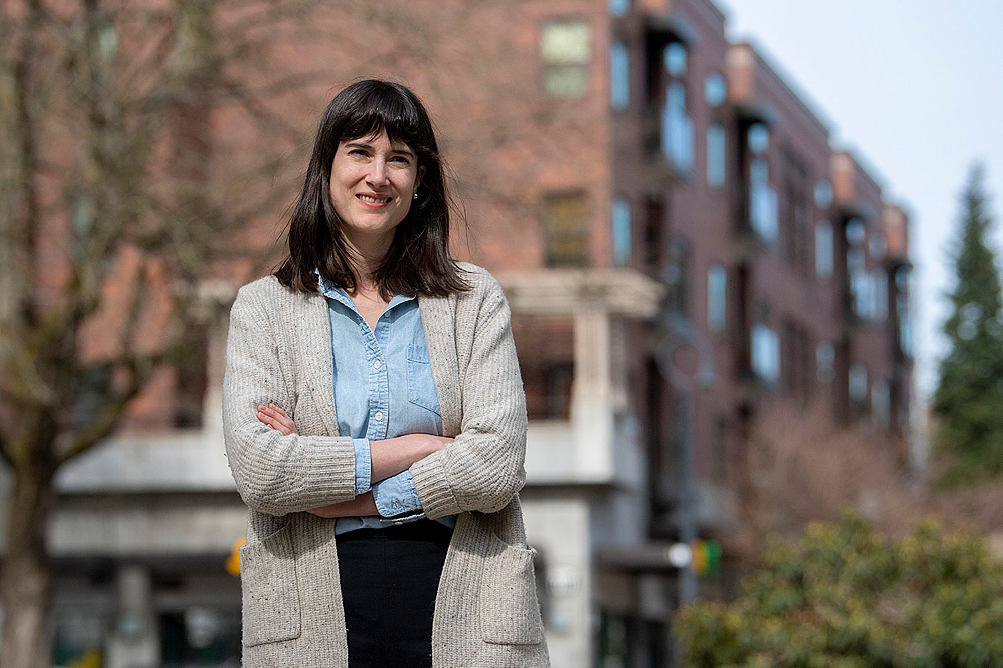 Marie Gluesenkamp Perez, a Democrat challenging Jaime Herrera Beutler for her seat in Washington's 3rd Congressional District, poses for a photo