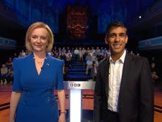 Tory leadership debate: Key moments from the first head-to-head between Truss and Sunak