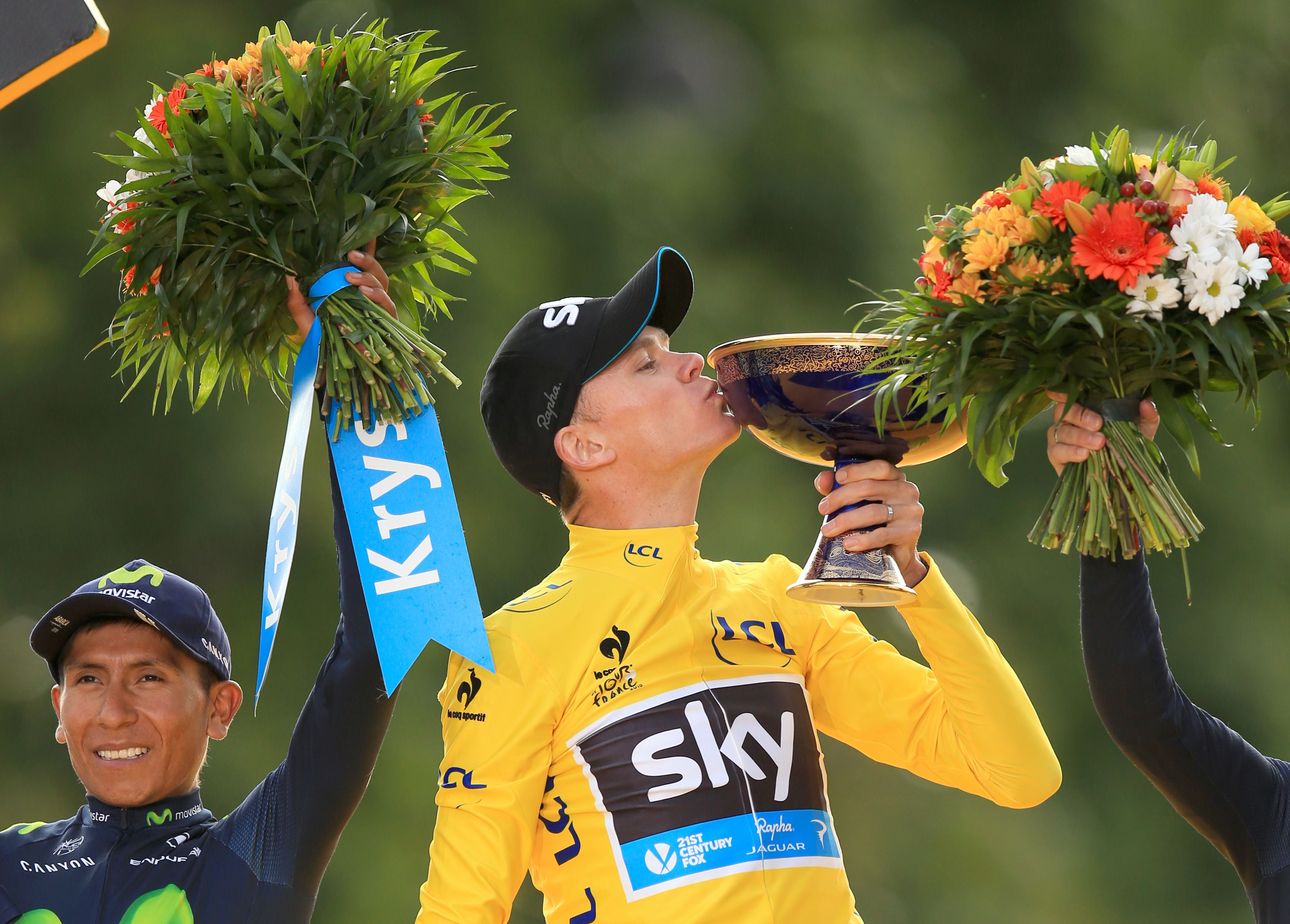 Chris Froome celebrates winning the 2015 Tour de France (Mike Egerton/PA).