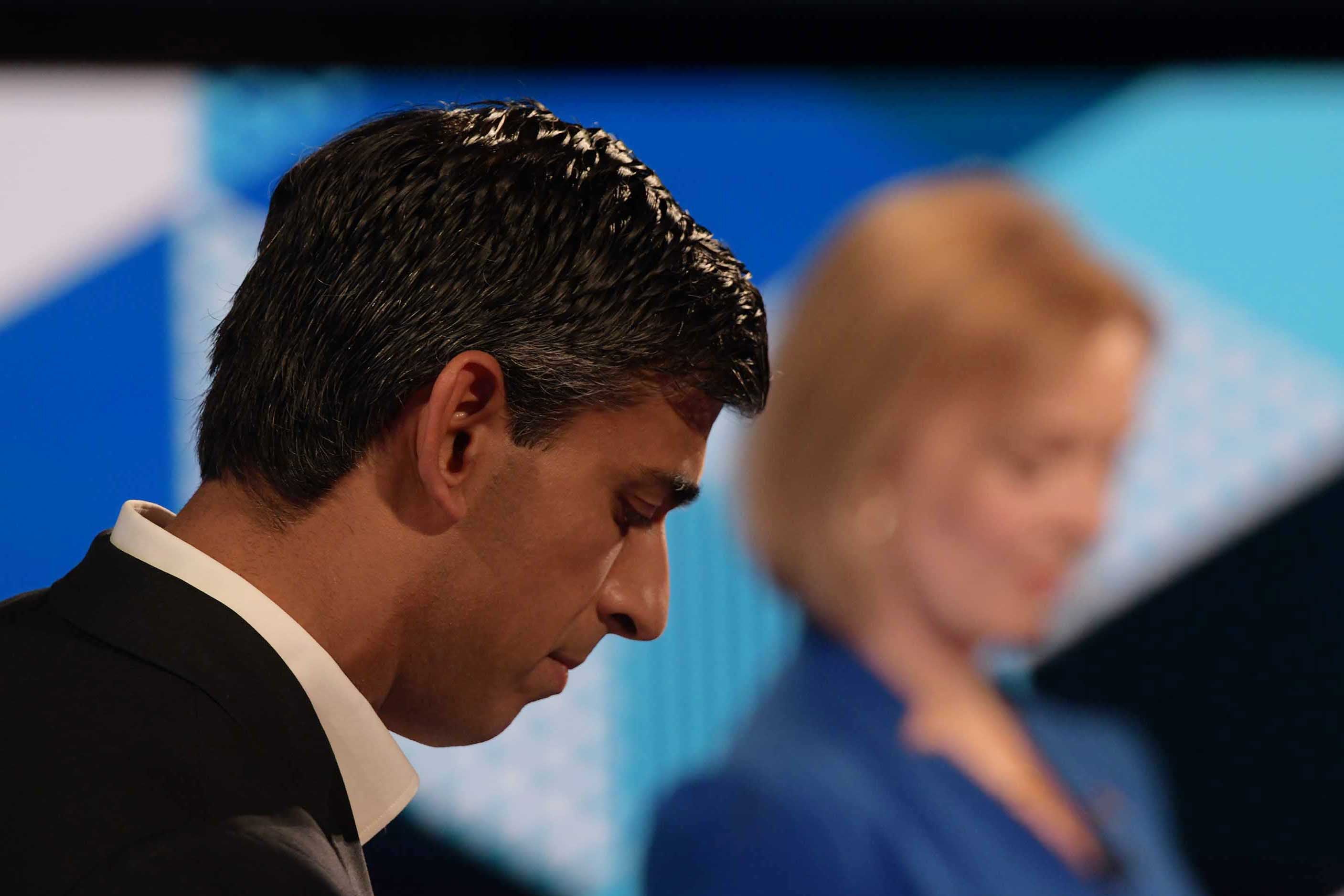 Rishi Sunak during TV debate with Liz Truss