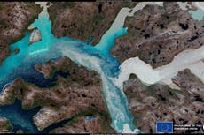 Satellite images capture intense melting from Greenland ice sheet after extreme heat