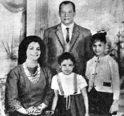 Novelist Naguib Mahfouz, pictured with his family, is believed to have once lived in a houseboat