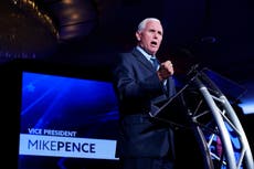 Trump news – live: Ex-president returns to DC for speech as Pence says ‘elections are about the future’