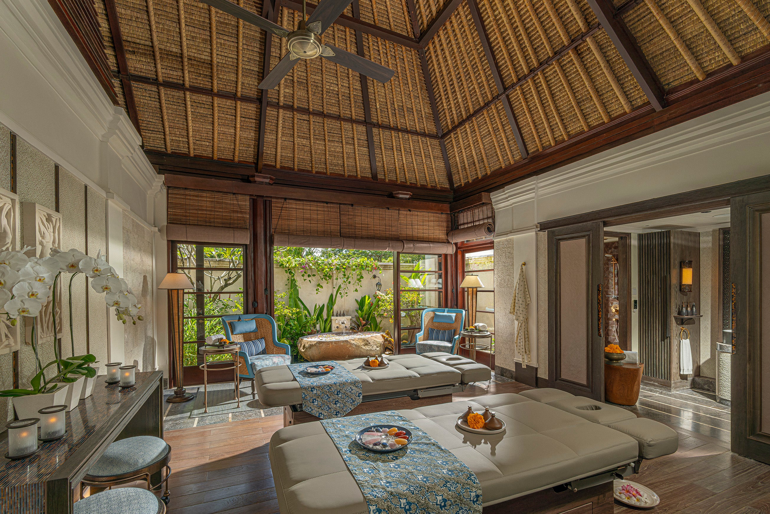 The couple’s treatment room at Four Seasons Jimbaran’s Healing Village