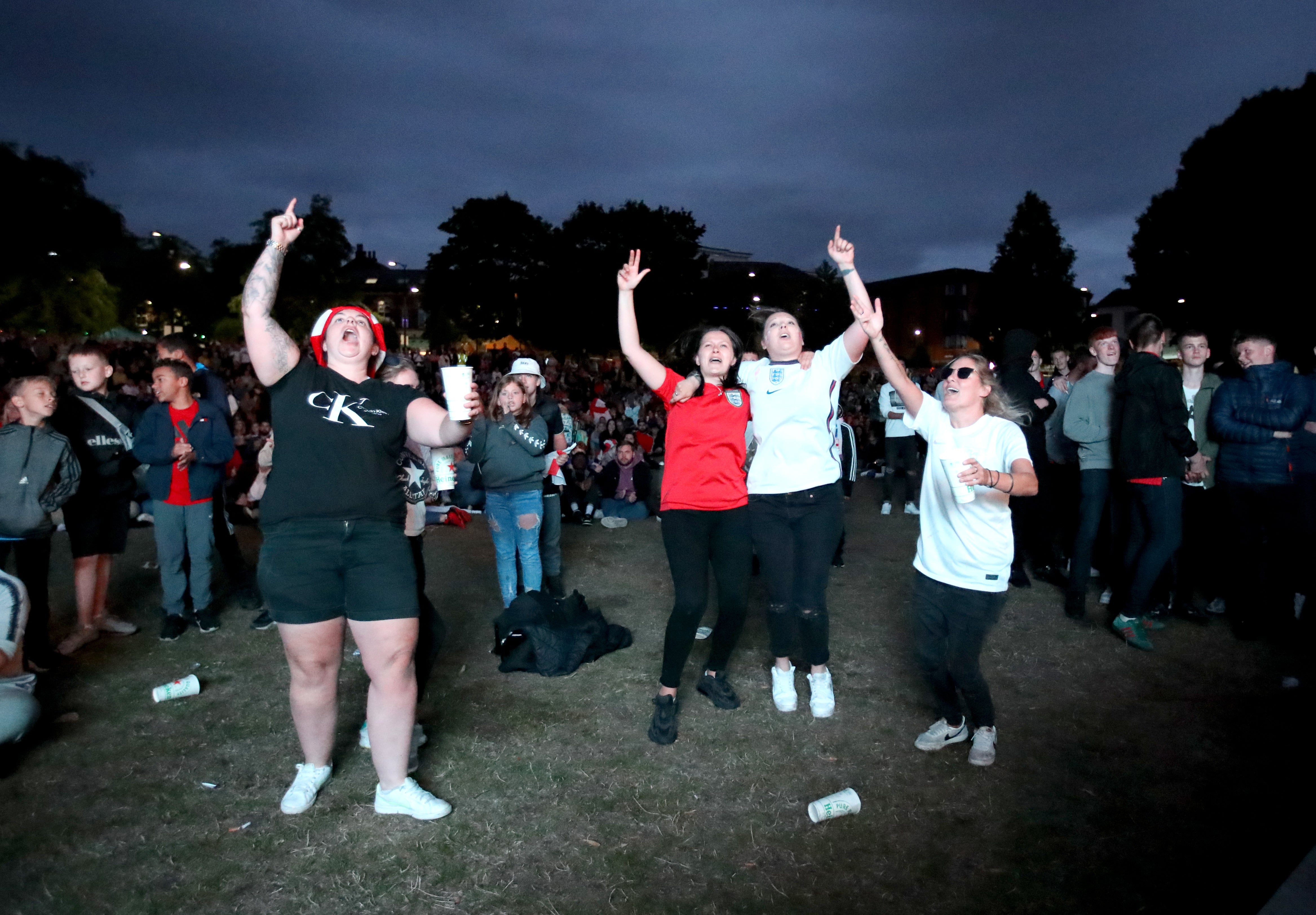 England fans react at Devonshire Green (Isaac Parkin/PA)