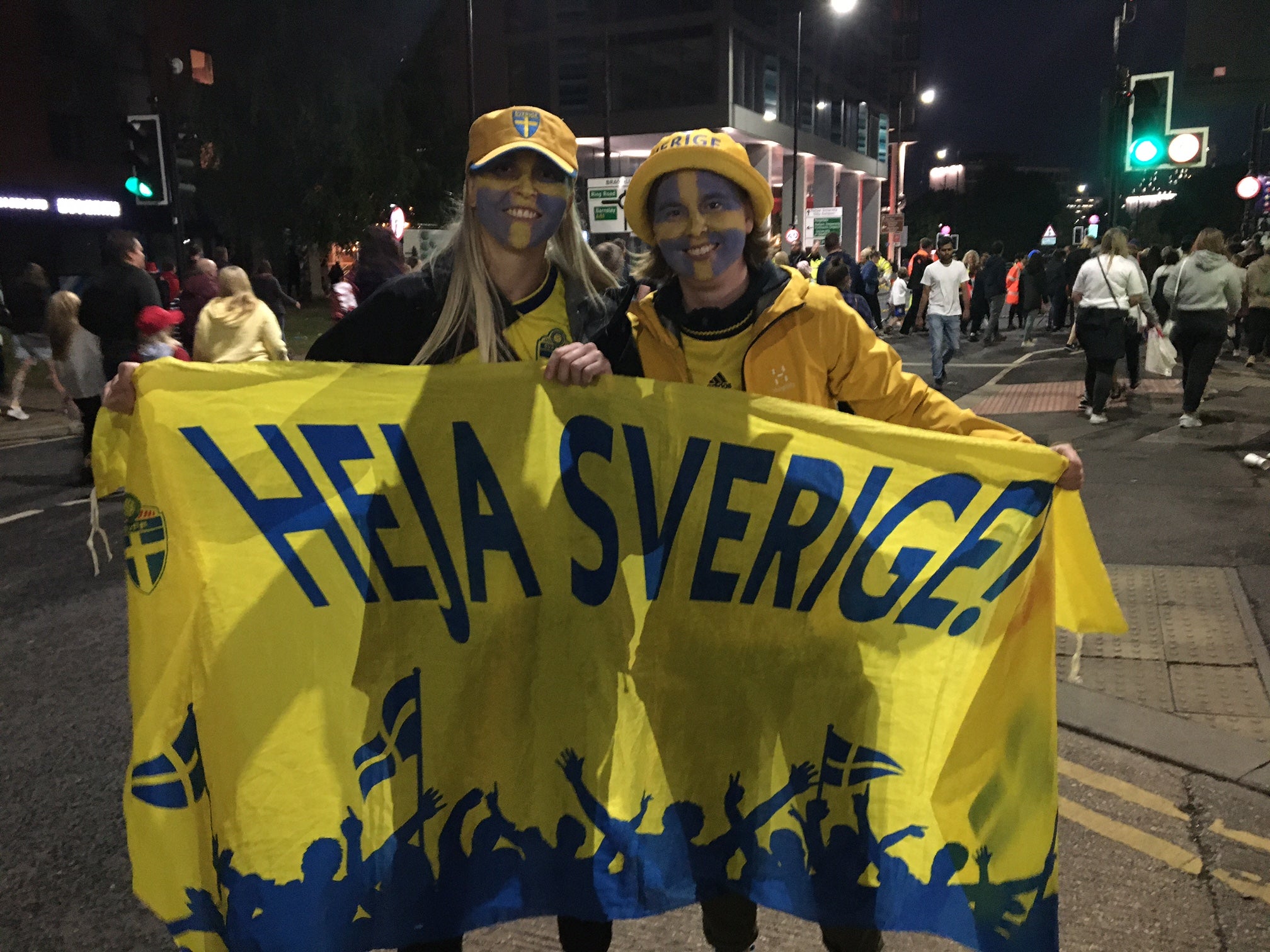 Facing up: Sweden fans Julia Weidenmark and Klara Rosenqvist