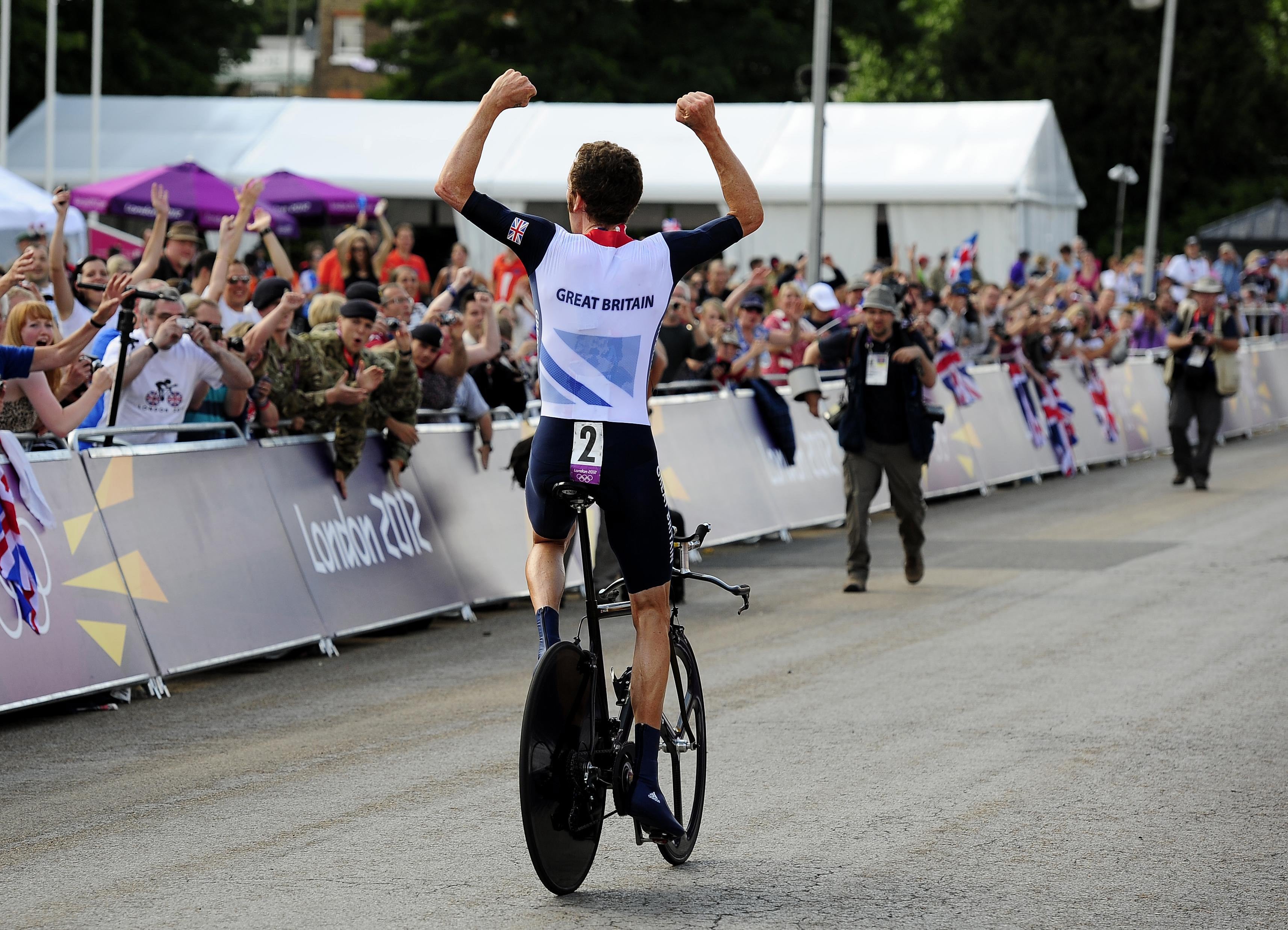 Bradley Wiggins won the men’s individual time trial (John Giles/PA)