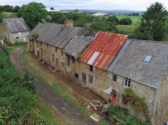 The hamlet of La Busliere, with the end-of-terrace cottage on the right