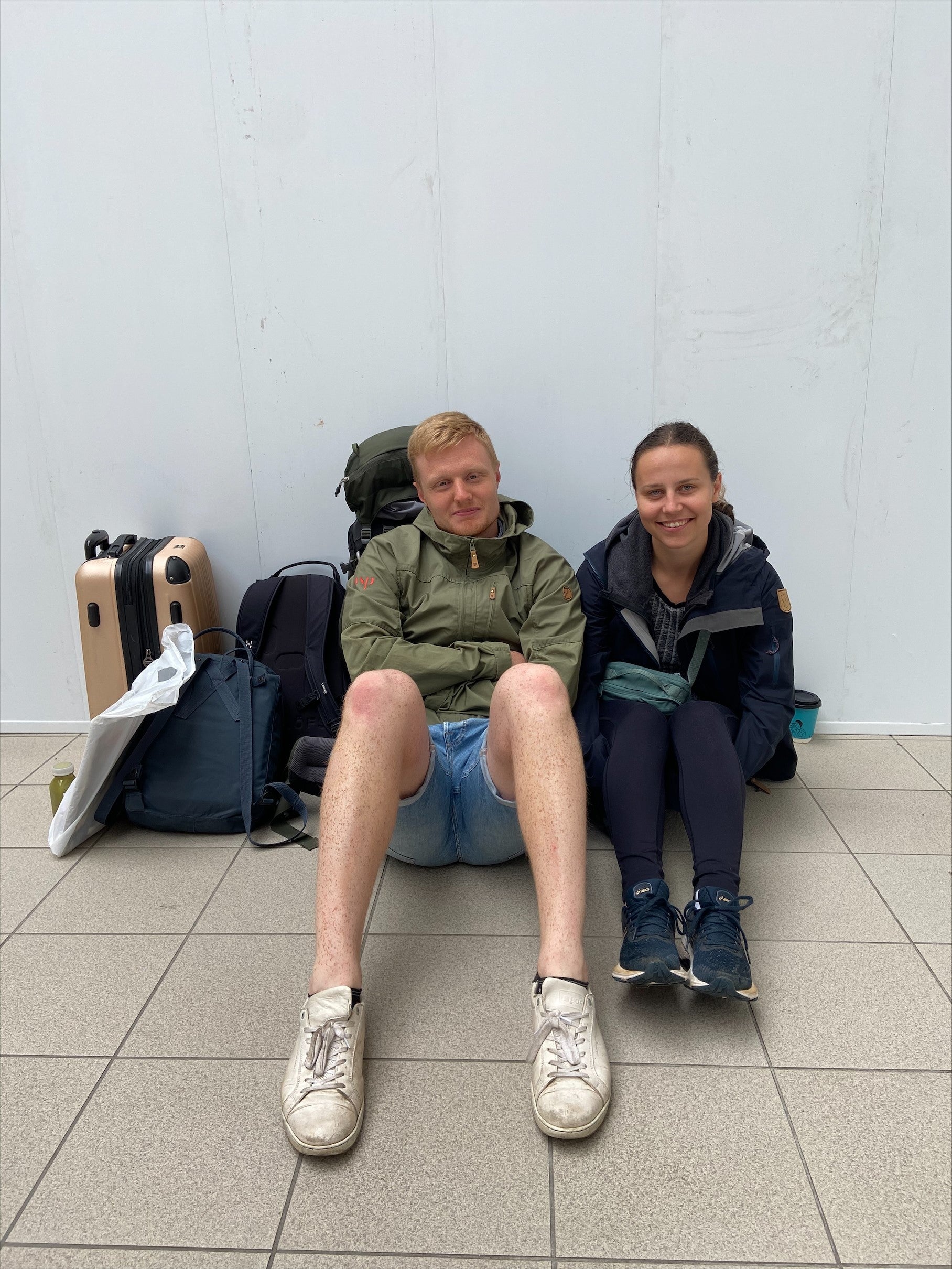 Felix Nystrom and Rebecka Ronnegard waiting at Sheffield railway station (Gina Kalsi/PA)