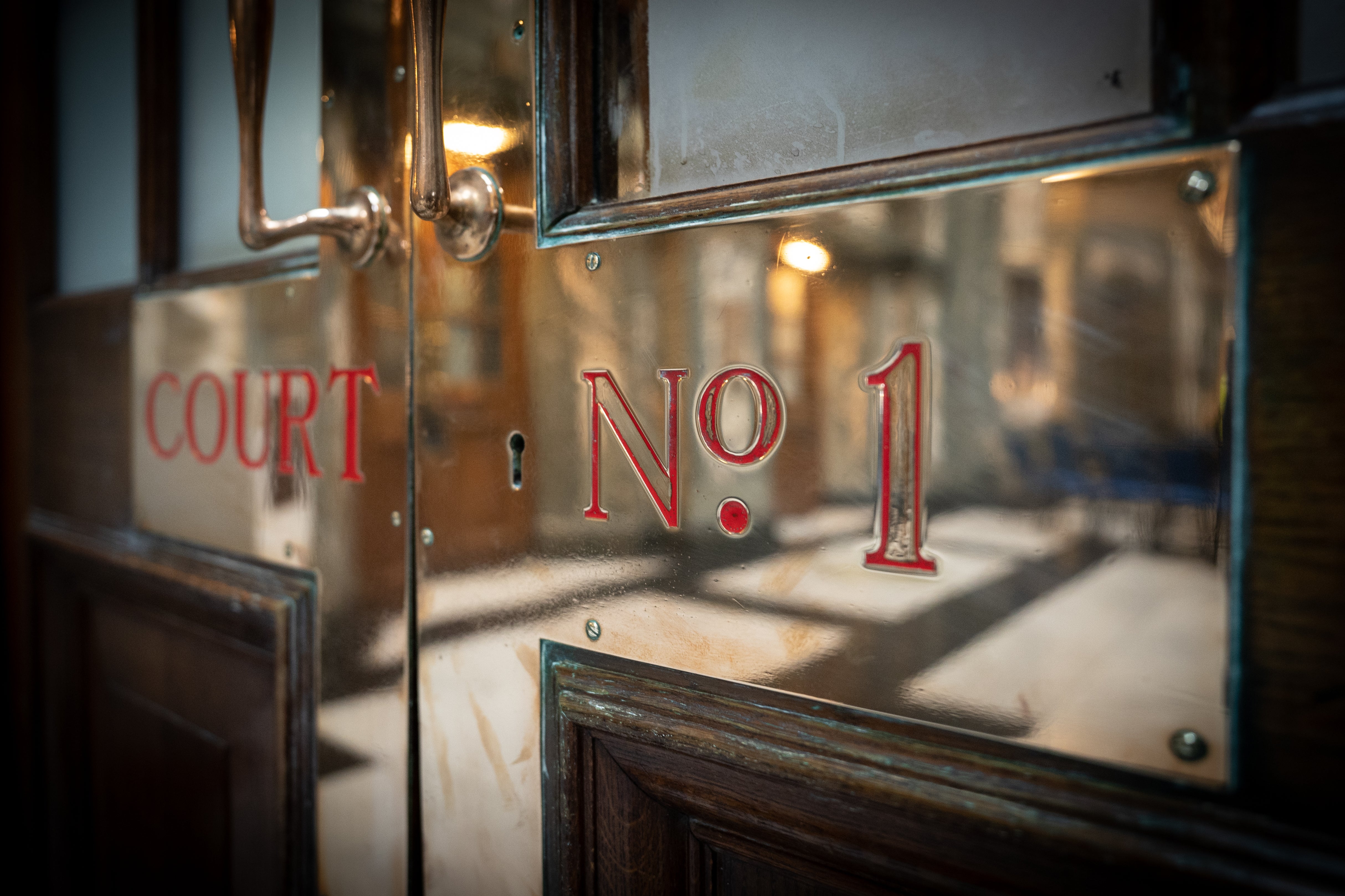 The doors to court No 1 at the Old Bailey in London ahead of the Crown Court filming launch (Stefan Rousseau/PA)