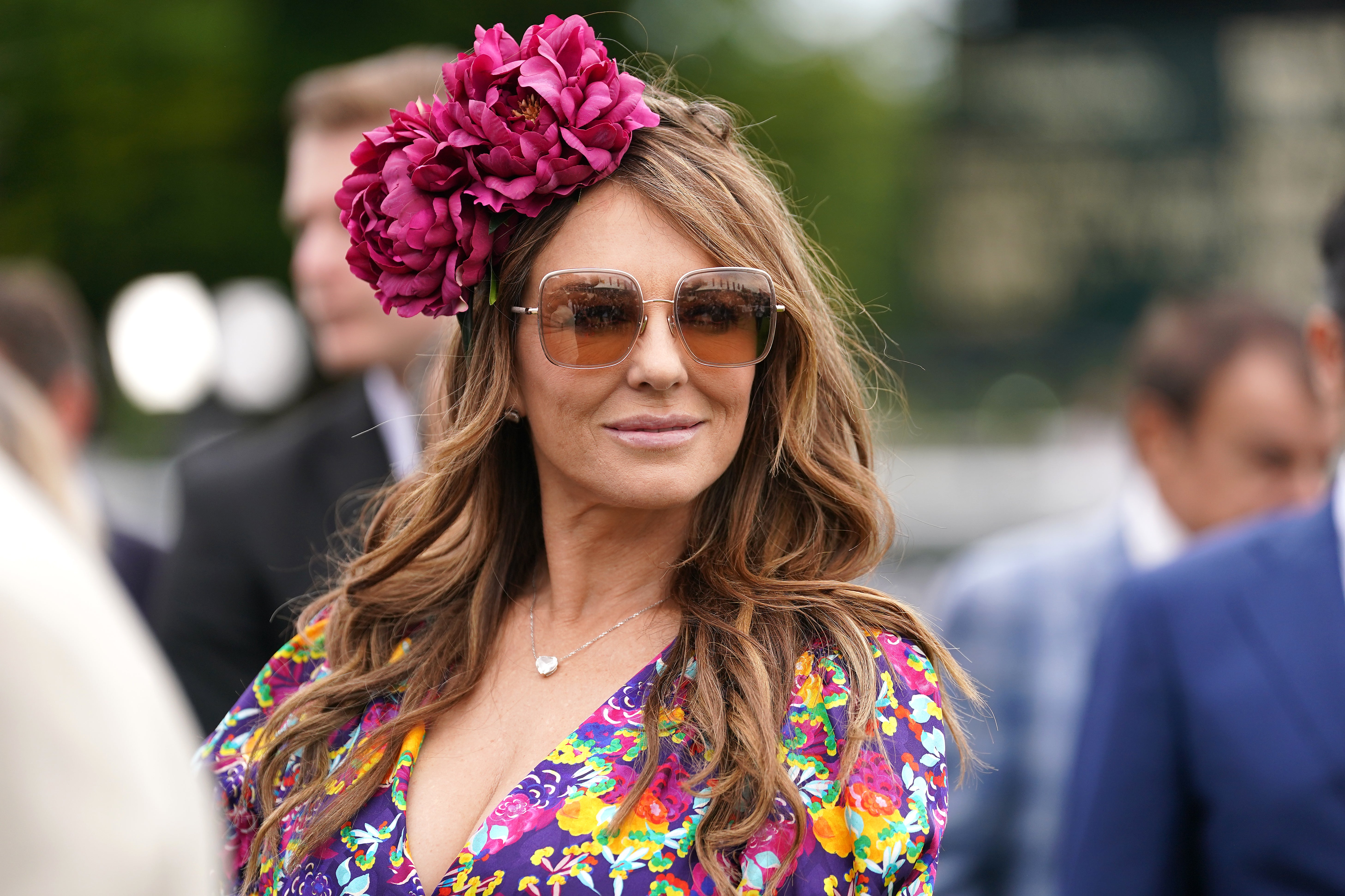 Elizabeth Hurley on day two of the Qatar Goodwood Festival 2022 at Goodwood Racecourse in Chichester (Adam Davy/PA)