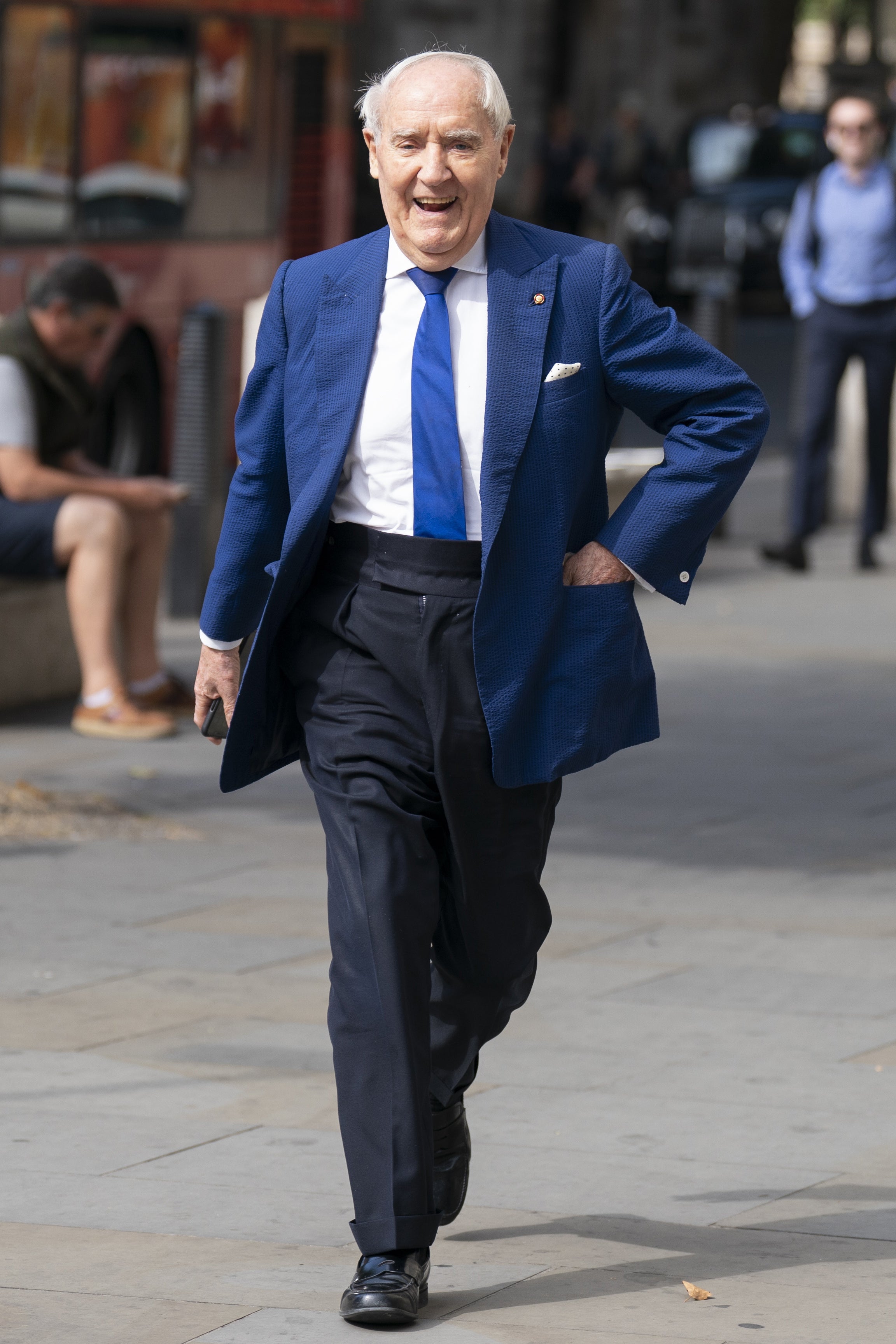 Sir Frederick Barclay at the Royal Courts Of Justice, central London, where a judge in the Family Division of the High Court is preparing to decide whether the businessman is in contempt of court as a result of failing to pay money to his ex-wife, Lady Hiroko Barclay. Picture date: Wednesday July 27, 2022. PA/Kirsty O’Connor