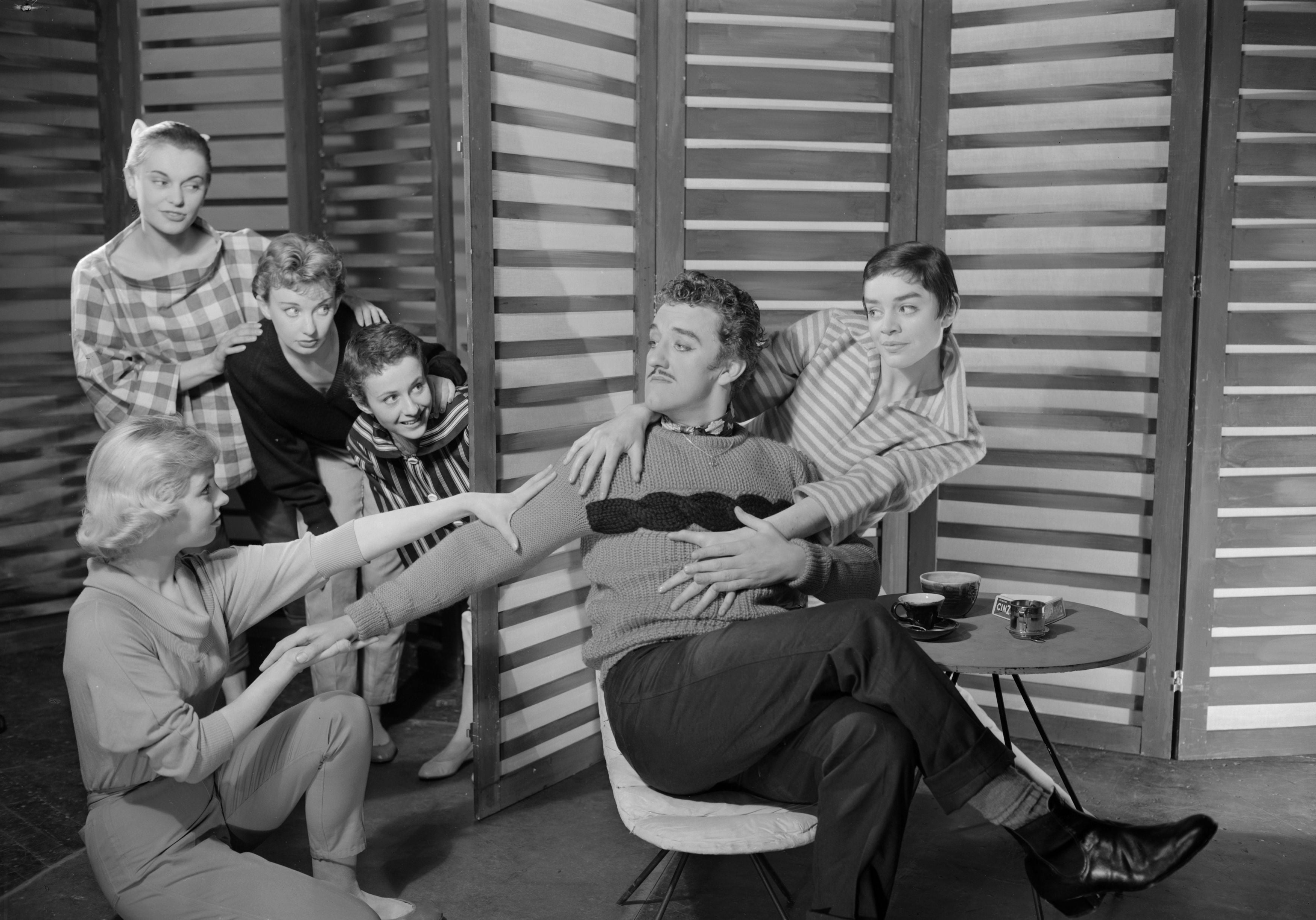 In a scene from ‘Lady at the Wheel’, a musical comedy at the Lyric Theatre, Hammersmith, London, in 1958