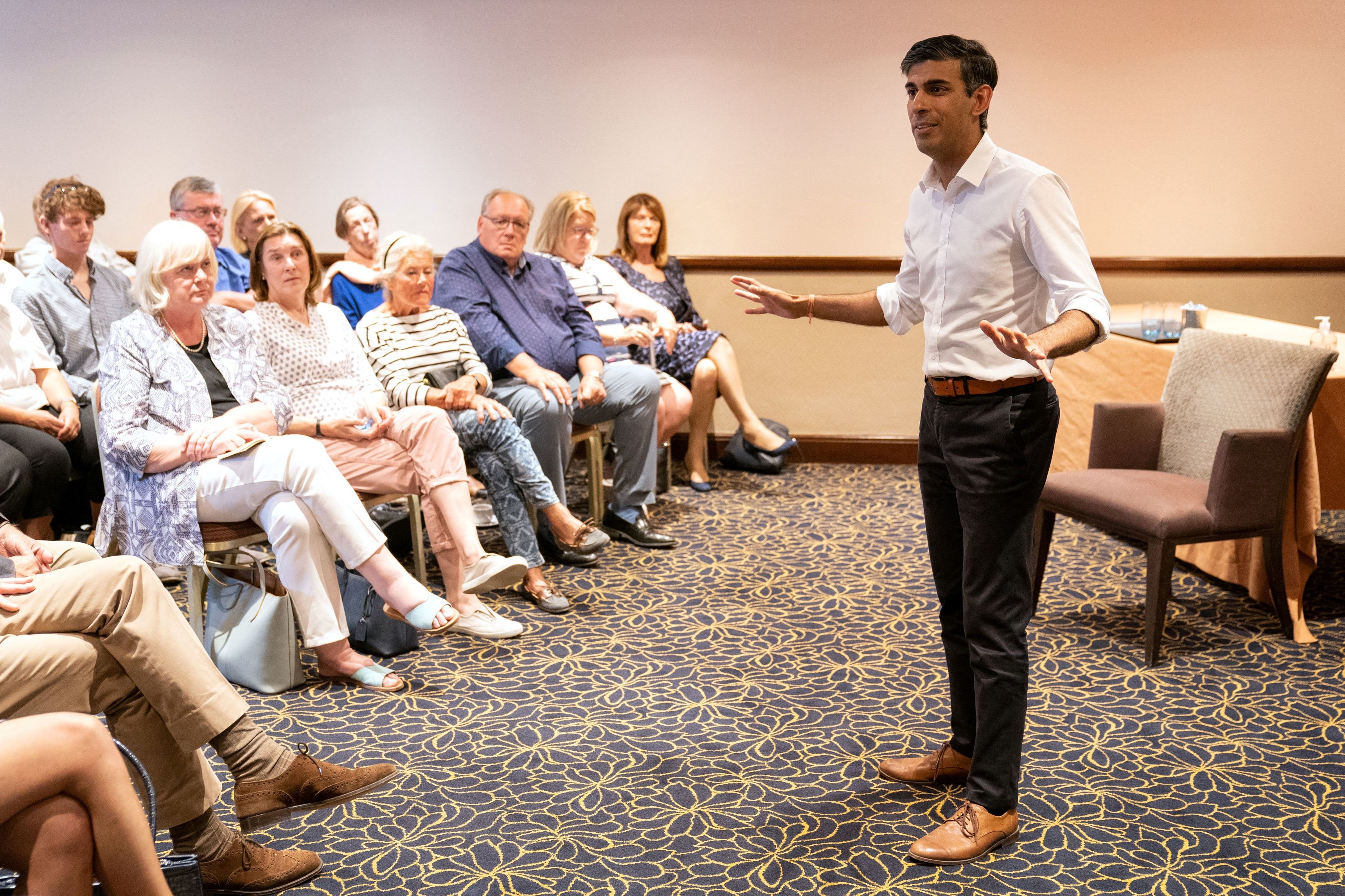 Rishi Sunak speaking at a campaign event in Newmarket