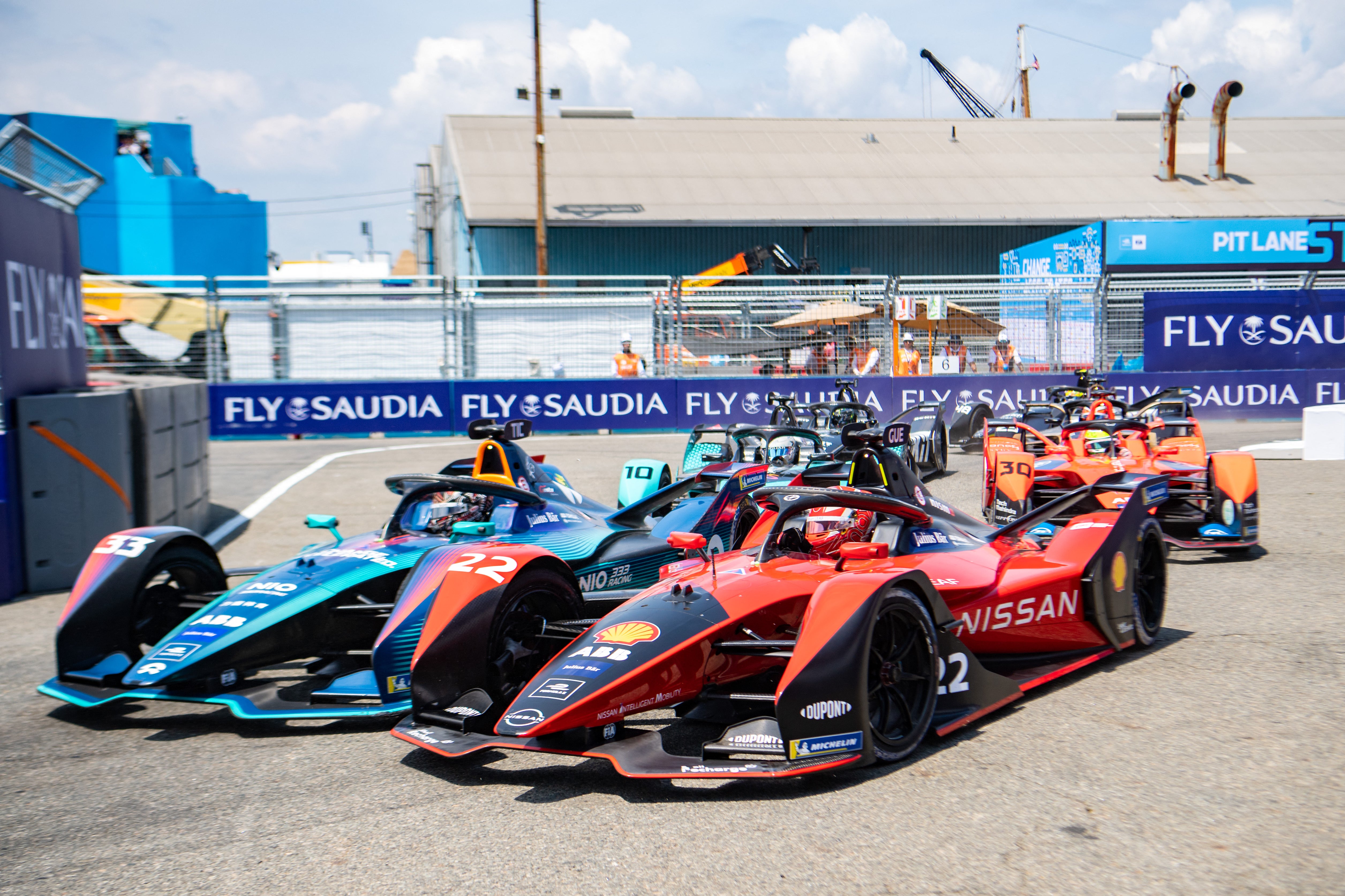 Revved up: Cars line up for the New York event on 17 July