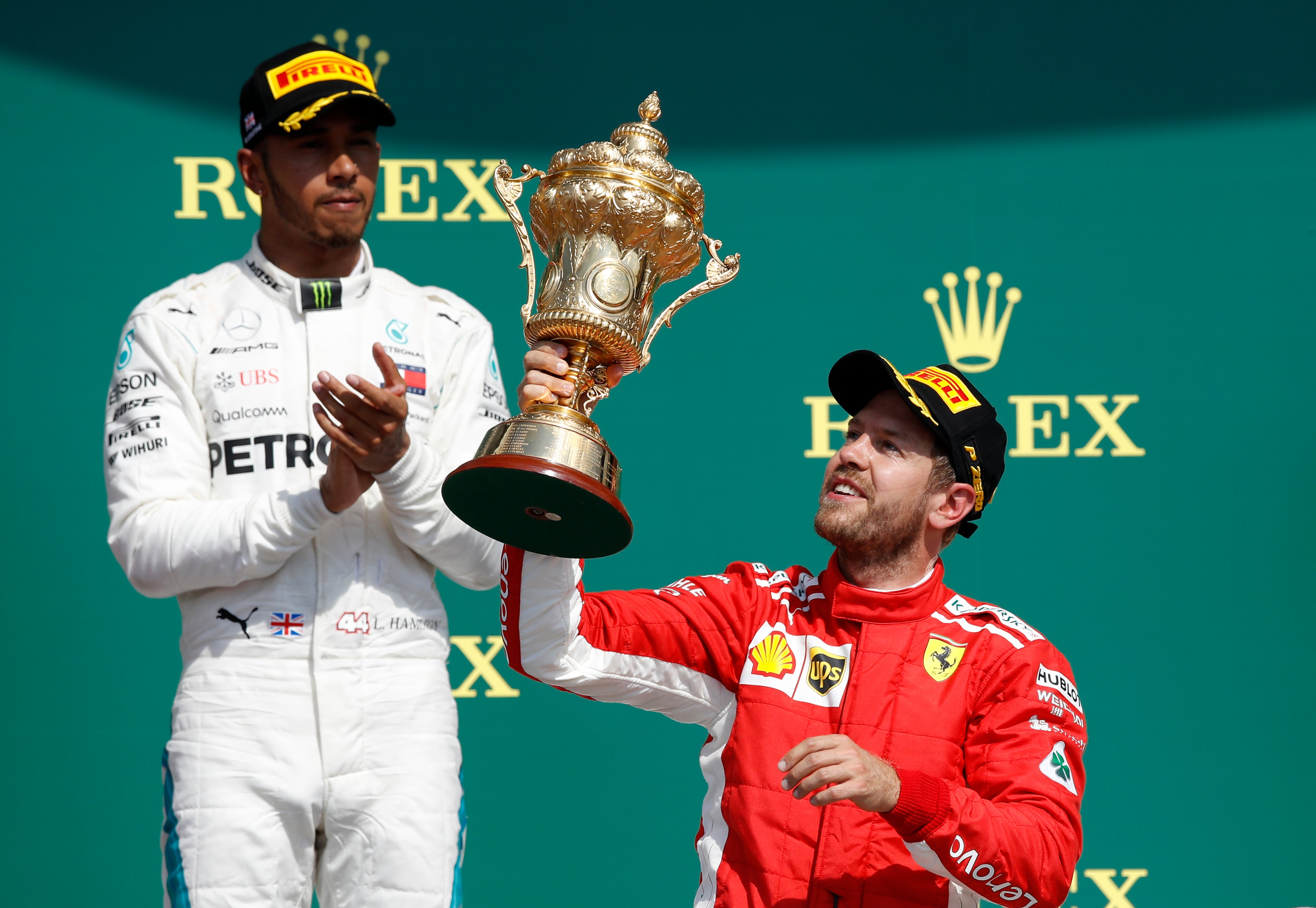 Lewis Hamilton, left, has paid tribute to the retiring Sebastian Vettel (Martin Rickett/PA)