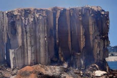 Part of Beirut port silos, damaged in 2020 blast, collapses