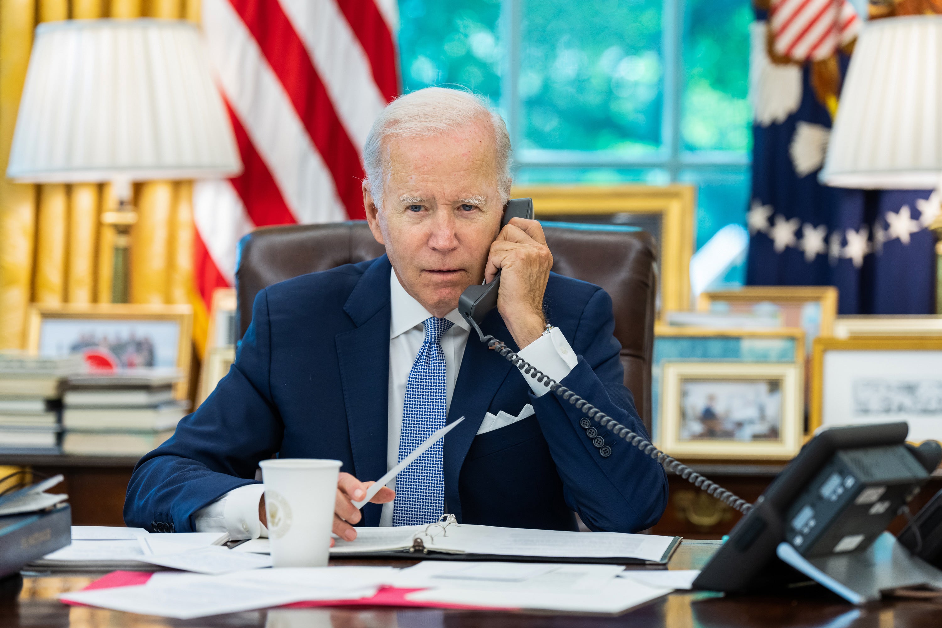 US President Joe Biden reportedly lost his temper during a phone call with the Ukrainian leader (file photo)